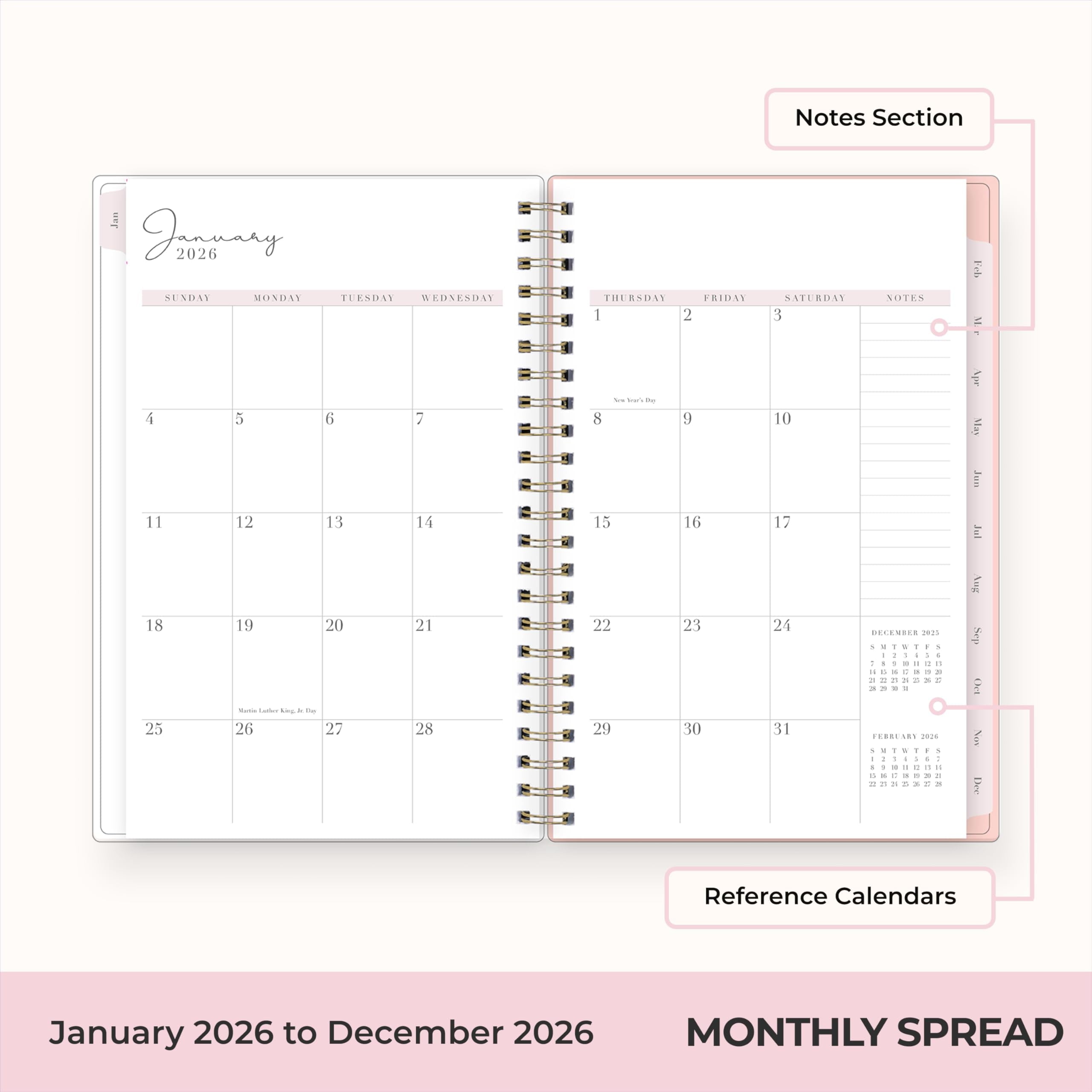 Blue Sky Rachel Parcell 2026 Weekly and Monthly Planner Calendar, January 2026 - December 2026, 5" x 8", Clear Pocket Cover, Durable Twin Wi - Image 4