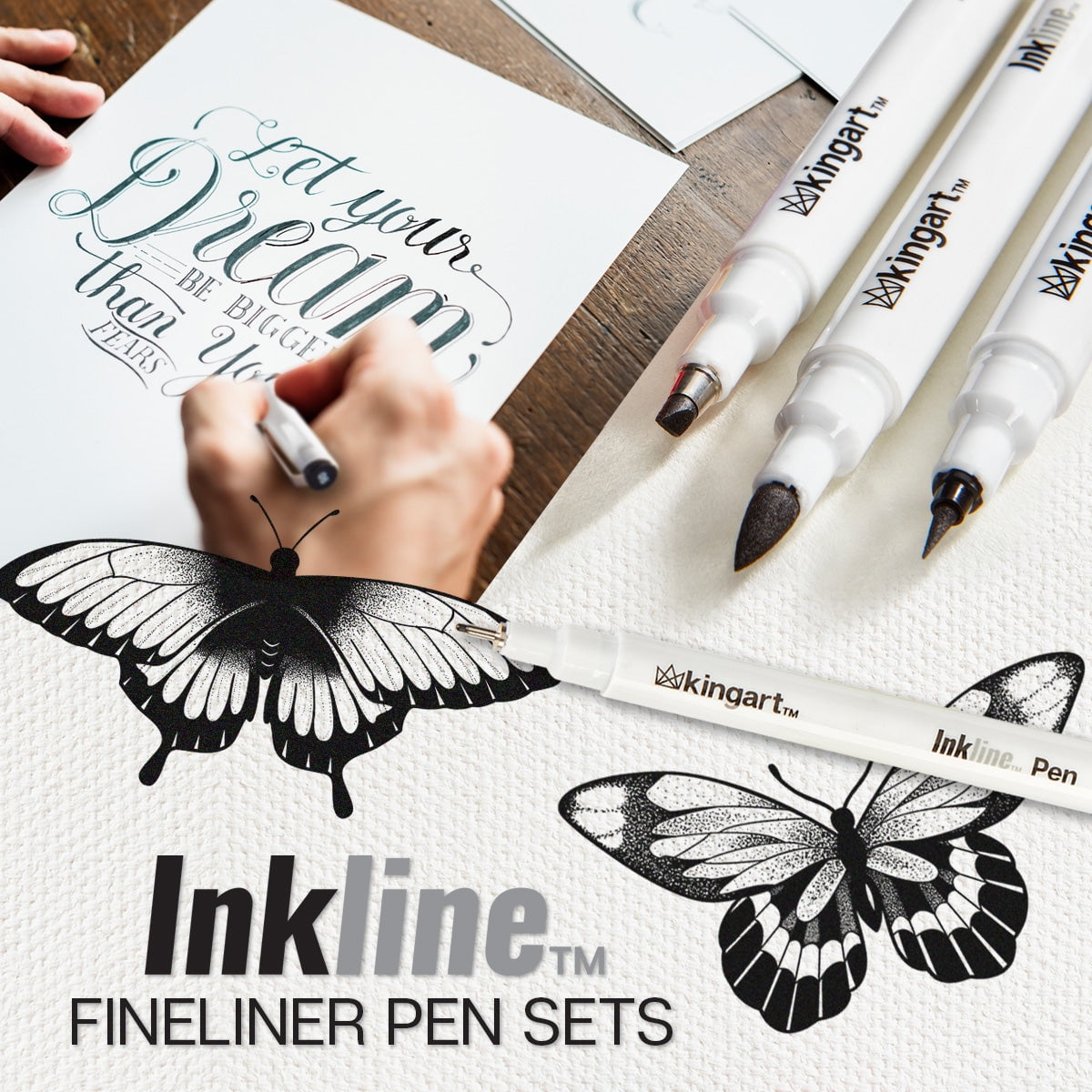 KINGART Inkline Fine Line Art & Graphic Pens, Archival Japanese Ink, Set of 16 Unique Nibs - Image 3