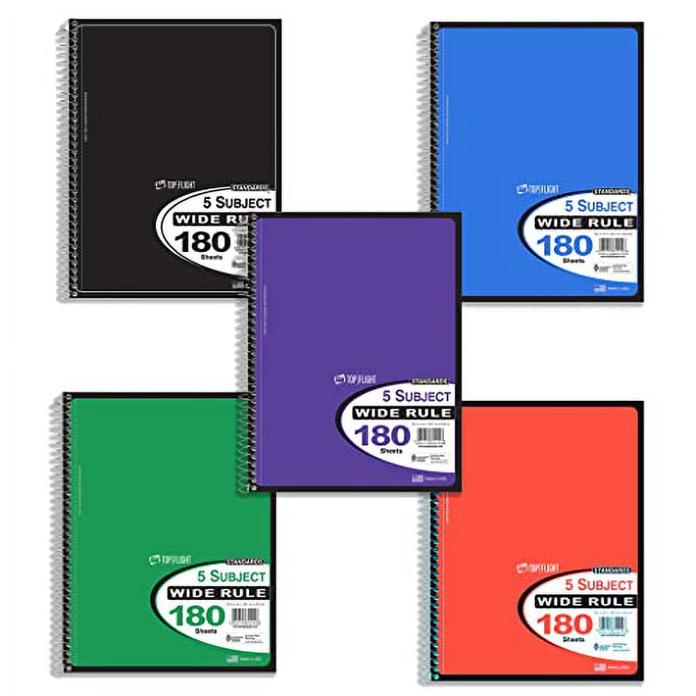5-Subject Notebook, 180 Pages, 3 Hole Punched, Wide Rules, 10.5 x 8. Inches, Colour May Vary (311414) - Image 4