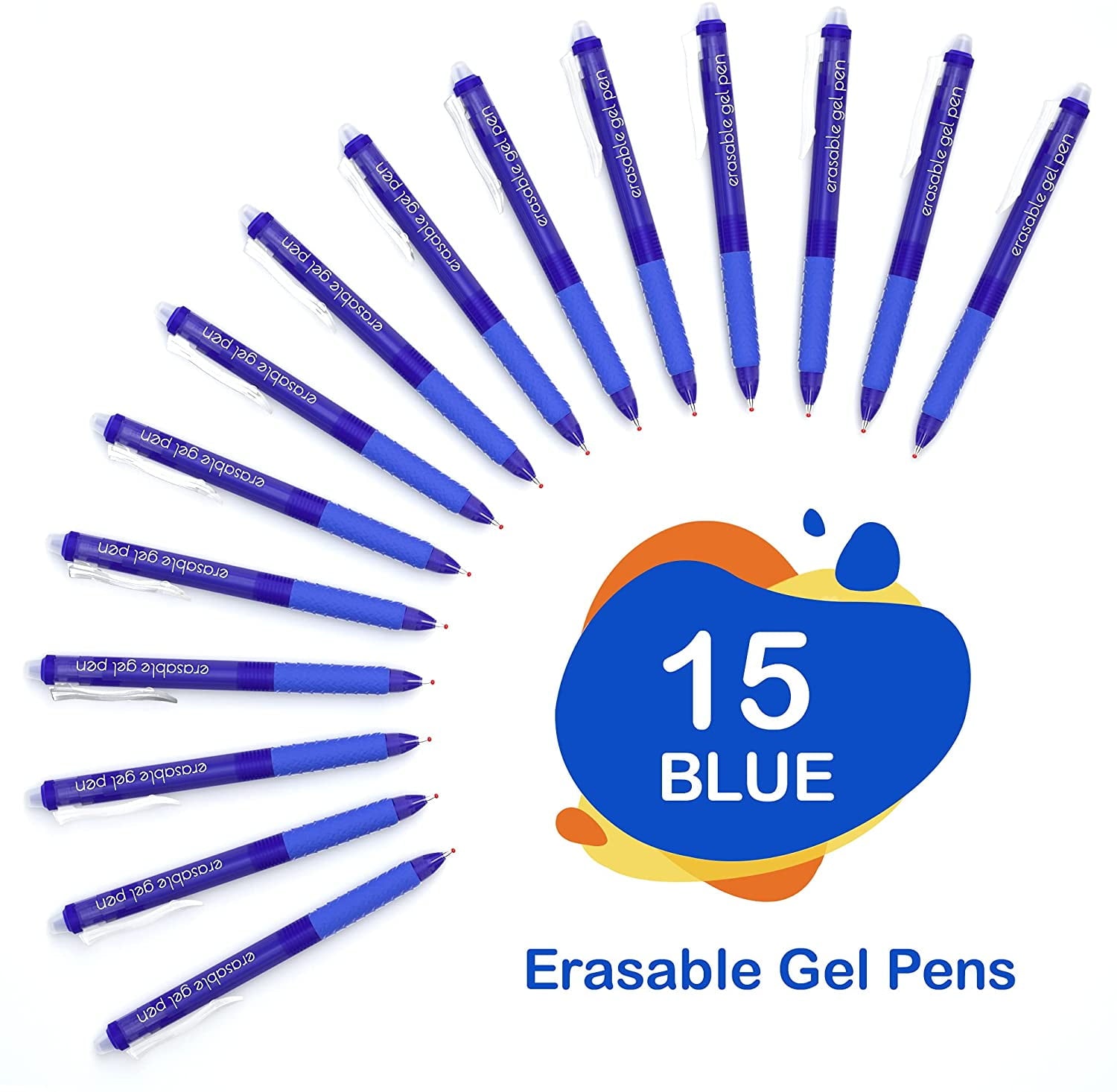 Erasable Gel Pens, Lineon 15 Pack Blue Retractable Erasable Pens Clicker, Fine Point, Make Mistakes Disappear, Blue Ink for Writing Planner - Image 6