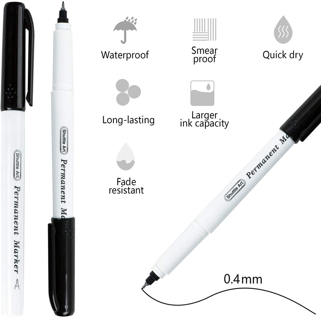 Permanent Marker, 30 Pack Ultra Fine Point Black Permanent Marker set, Works on Plastic,Wood,Stone,Metal and Glass fo... - Image 2
