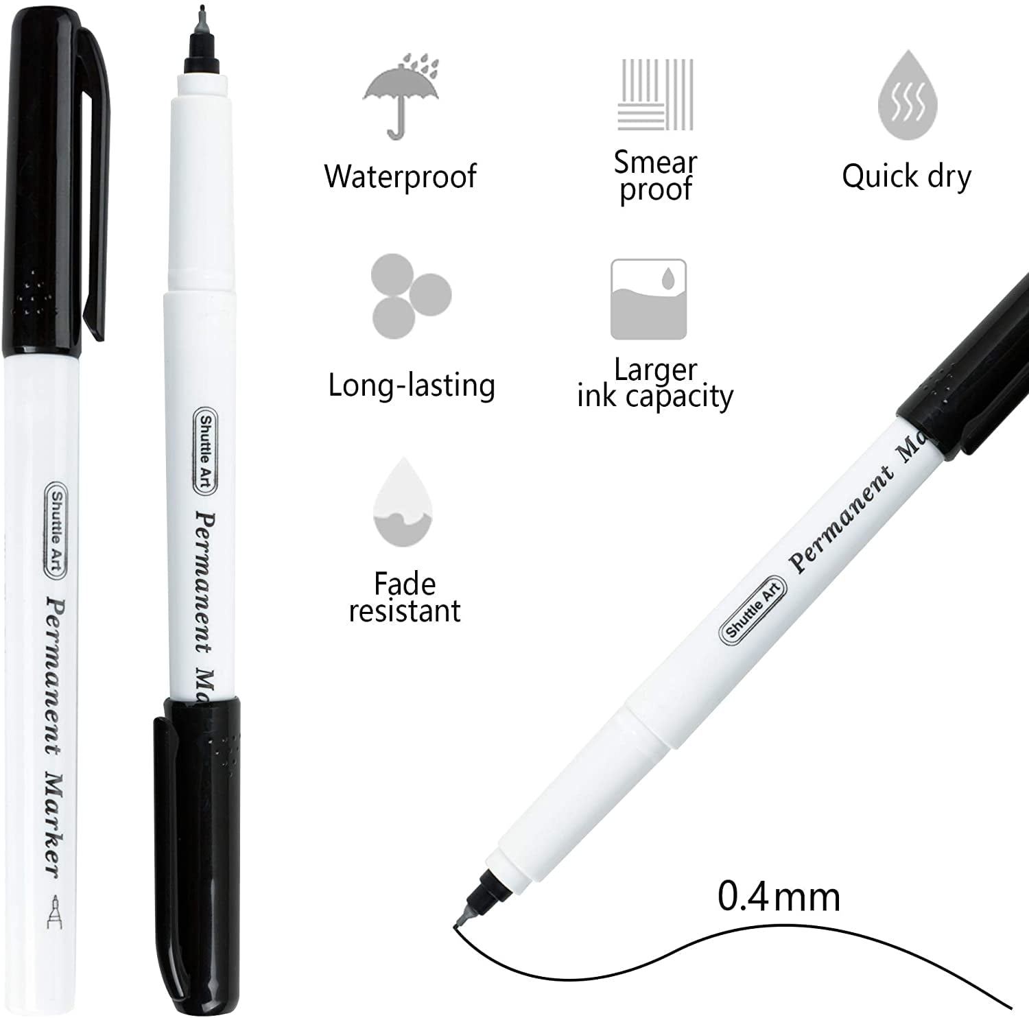 Permanent Marker, 30 Pack Ultra Fine Point Black Permanent Marker set, Works on Plastic,Wood,Stone,Metal and Glass fo... - Image 2