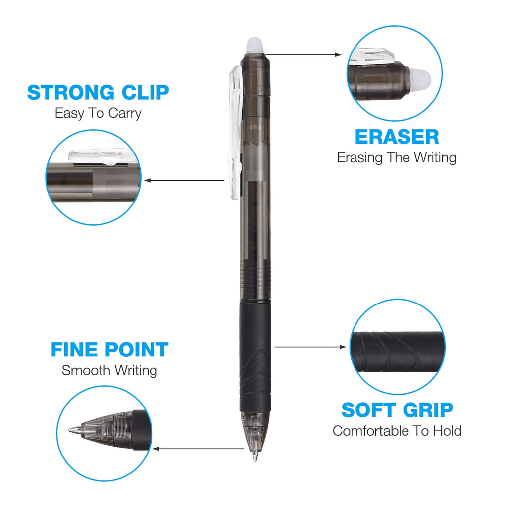 12 Gel Pens, Fine Point, 0.7 mm Retractable Clicker Pens,Black - Image 3