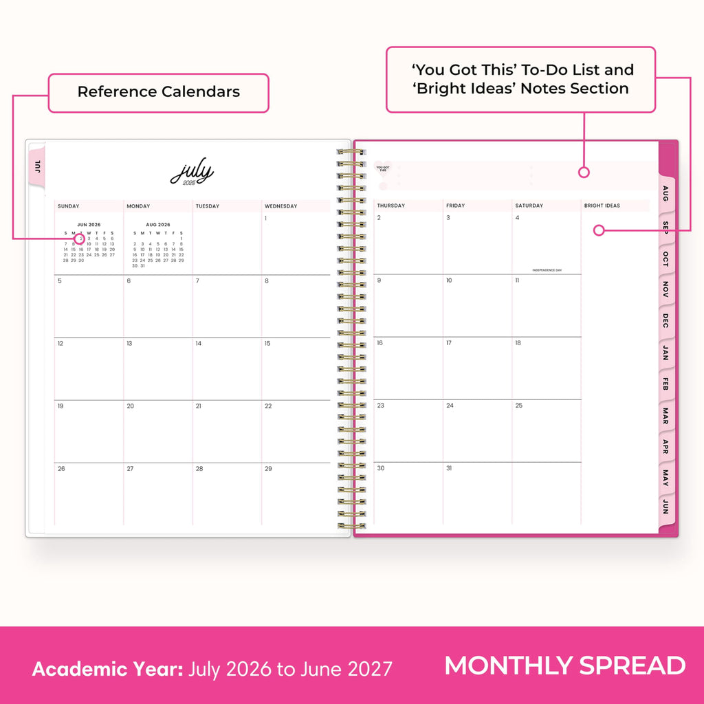 2026-2027 Weekly and Monthly Academic Year Planner Calendar, July 2026 - June 2027, 8.5" x 11", Flexible Cover, Wireb... - Image 4