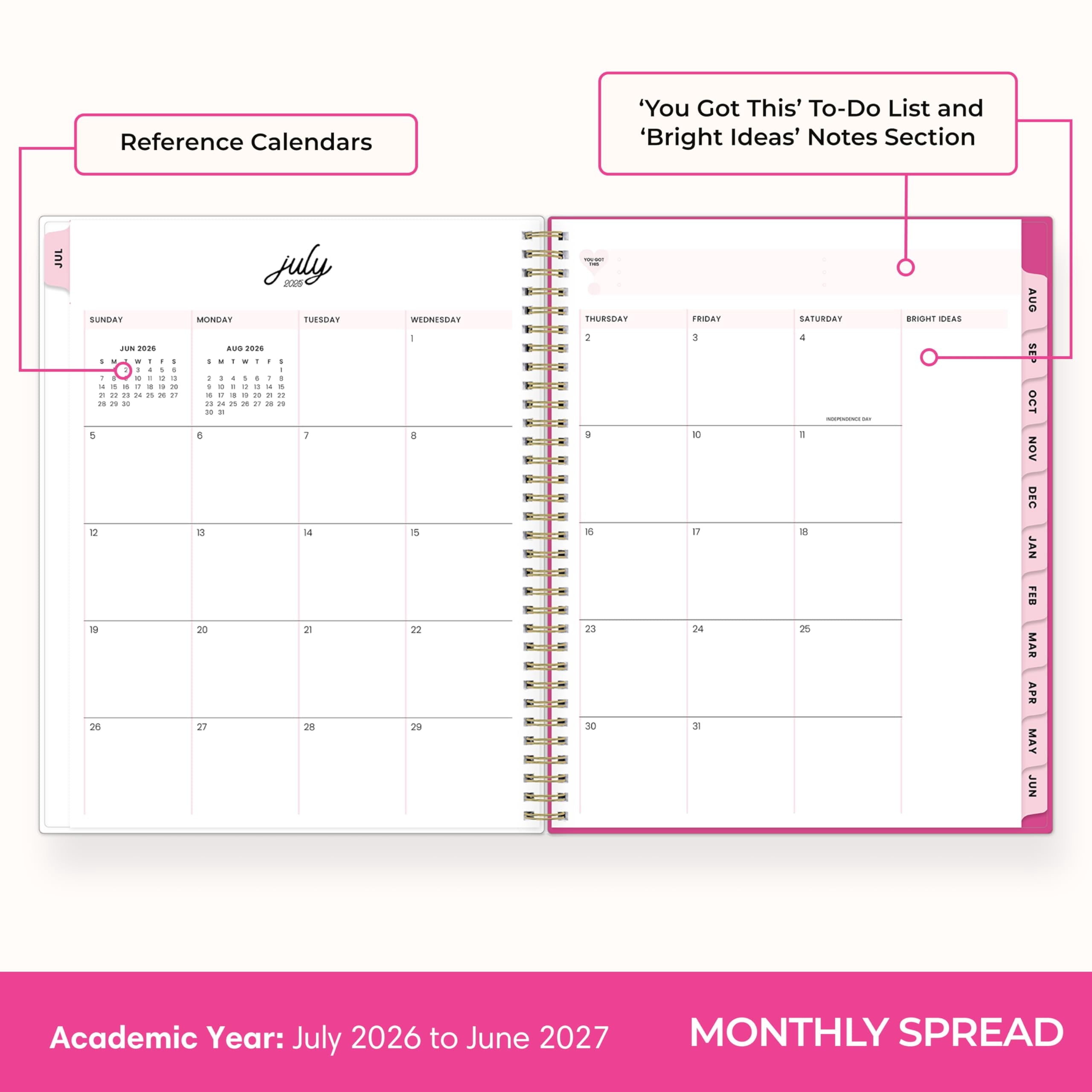 2026-2027 Weekly and Monthly Academic Year Planner Calendar, July 2026 - June 2027, 8.5" x 11", Flexible Cover, Wireb... - Image 4