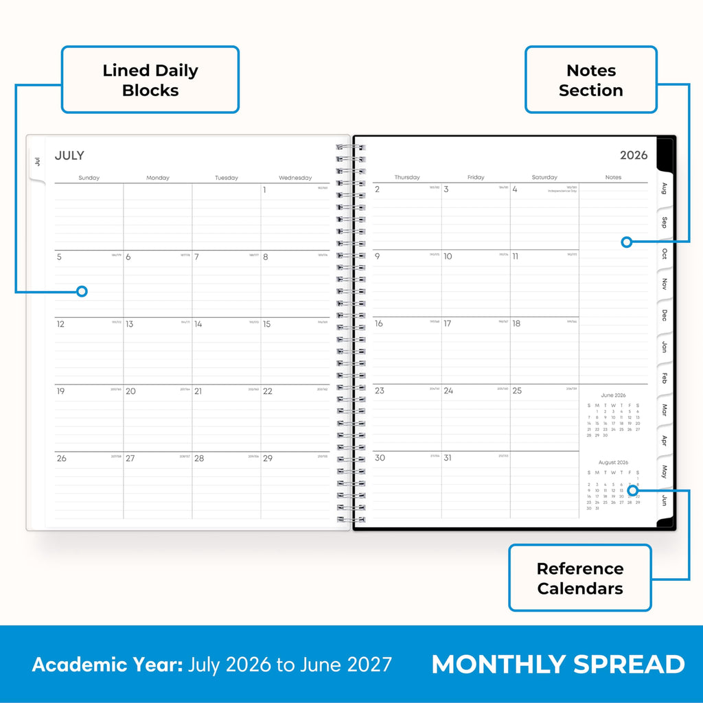 2026-2027 Weekly and Monthly Academic Year Planner Calendar, July 2026 - June 2027, 8.5" x 11", Flexible Pocket Cover... - Image 4