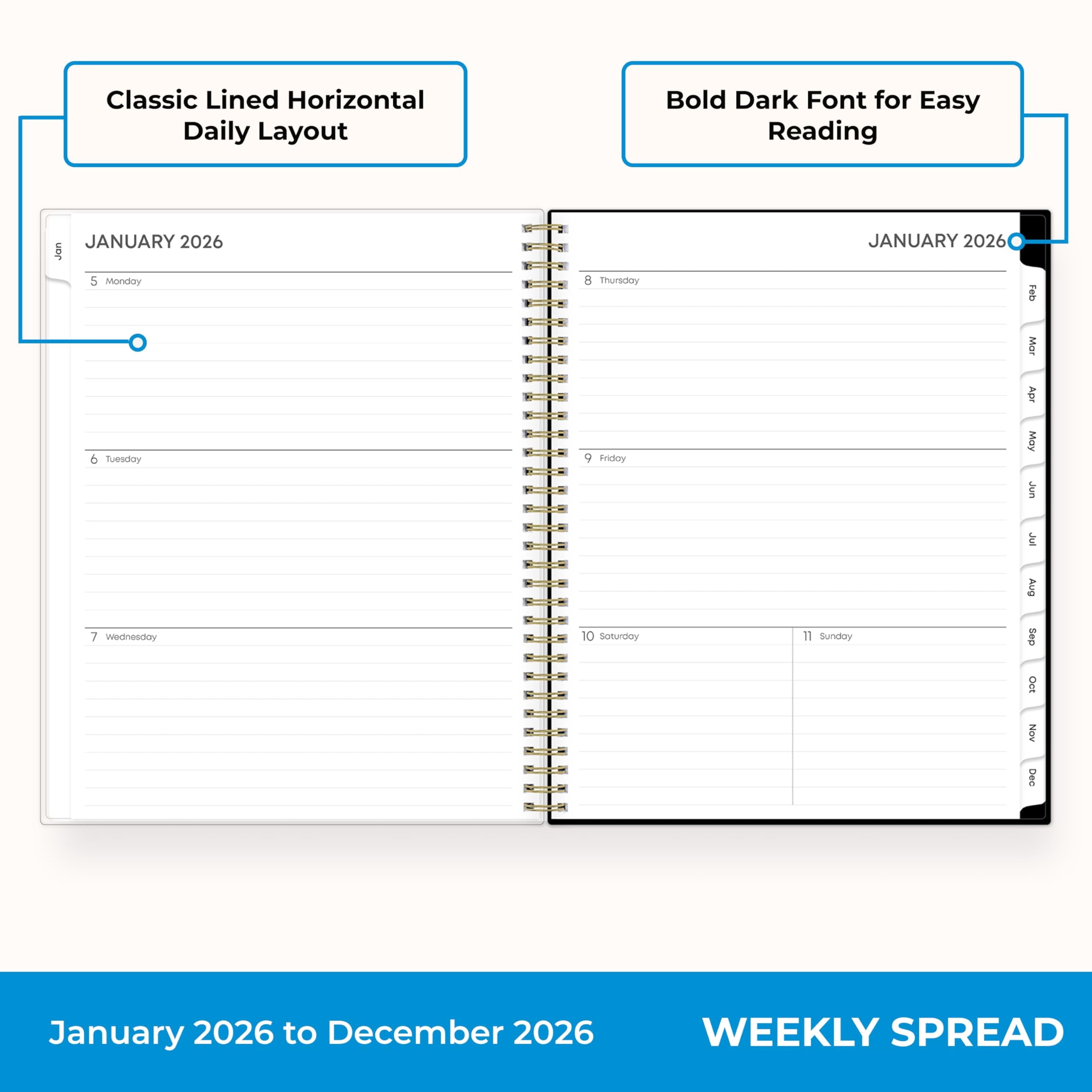 Blue Sky 2026 Weekly and Monthly Planner Calendar, January 2026 - December 2026, 8.5" x 11", Clear Pocket Cover, Laminated Tabs, Durable Twi - Image 3