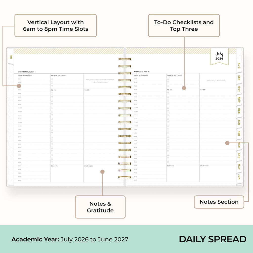 2026-2027 Daily and Monthly Academic Year Planner Calendar, July 2026 - June 2027, 8" x 10", Flexible Cover, Laminate... - Image 3