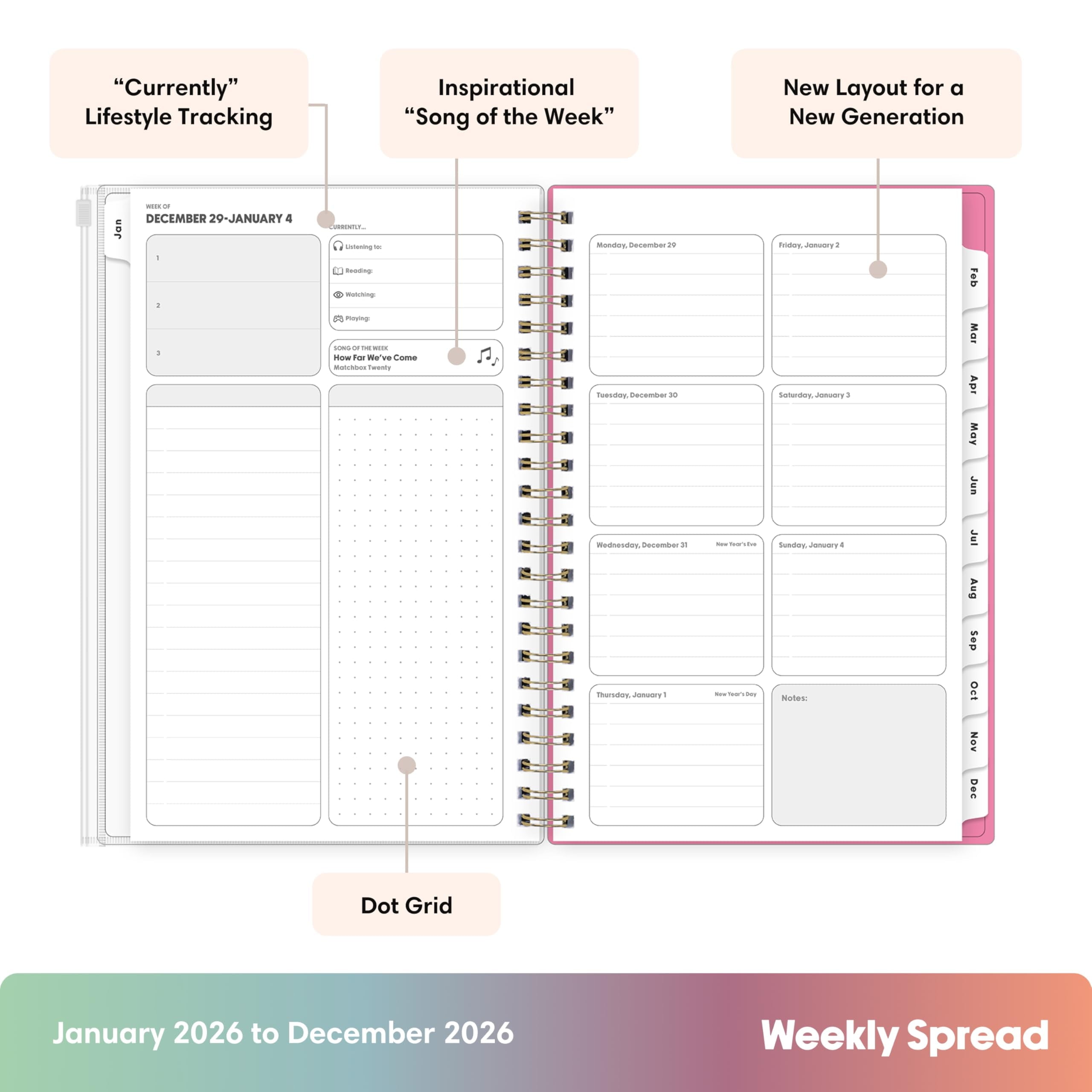 Gen Z 2026 Weekly and Monthly Planner Calendar, January 2026 - December 2026, 5" x 8", Flexible Cover With Zip Pouch,... - Image 4