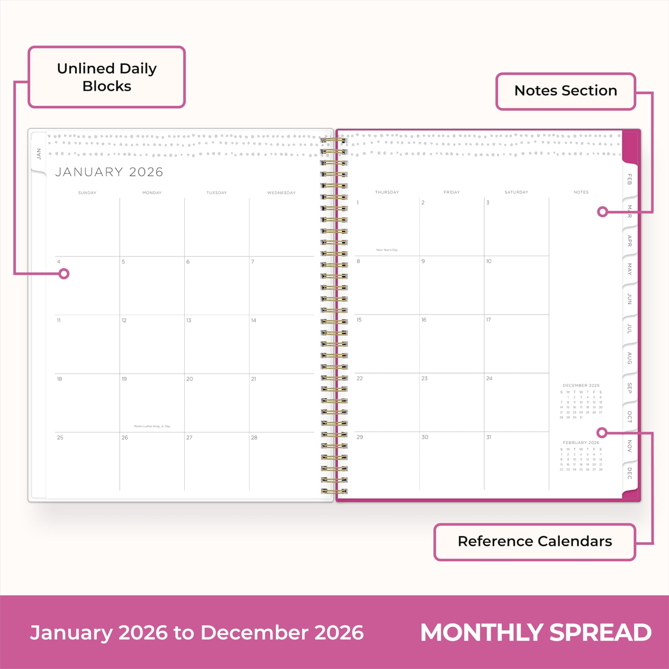 2026 Weekly and Monthly Planner Calendar, January 2026 - December 2026, 8.5" x 11", Flexible Cover, Laminated Tabs, D... - Image 4