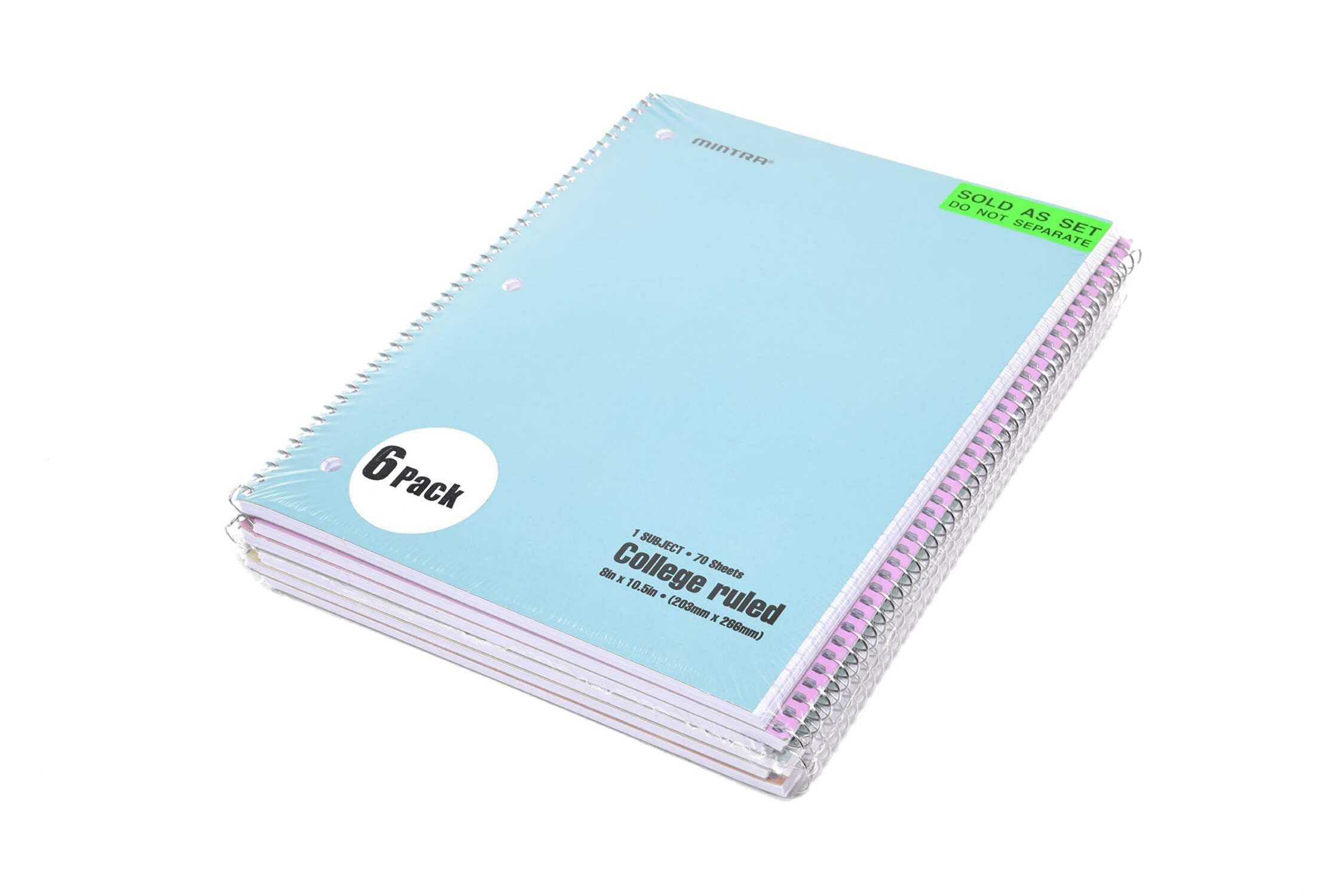 (04693) Spiral Notebooks Pastel College Ruled 6 Pack (70 Sheets) - Image 4