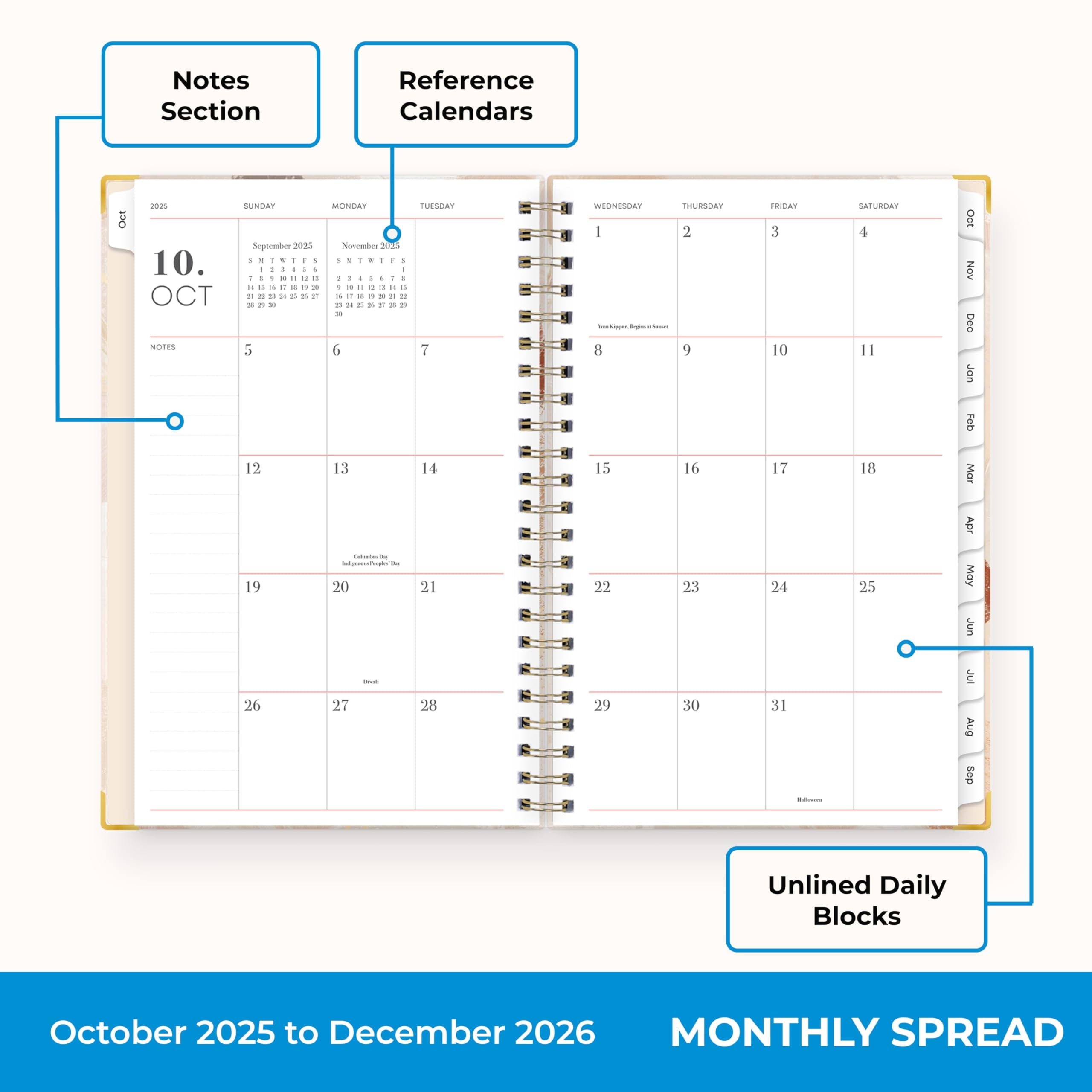 15 Month 2026 Weekly and Monthly Planner Calendar, October 2025 - December 2026, 5" x 8", Hard Cover, Wirebound, Stor... - Image 4