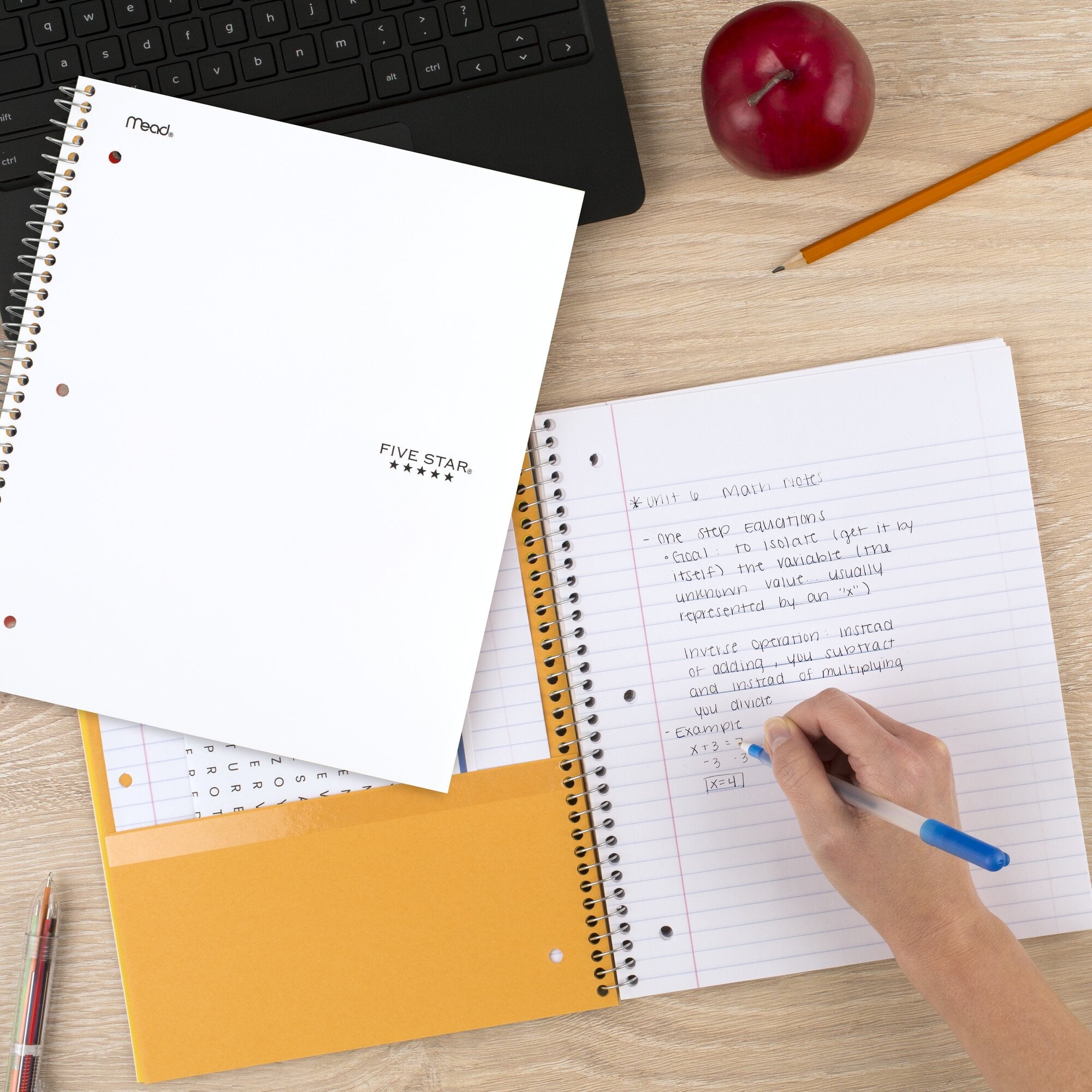 Five Star Spiral Notebook + Study App, 3 Subject, College Ruled, 8.5" x 11", White - Image 6