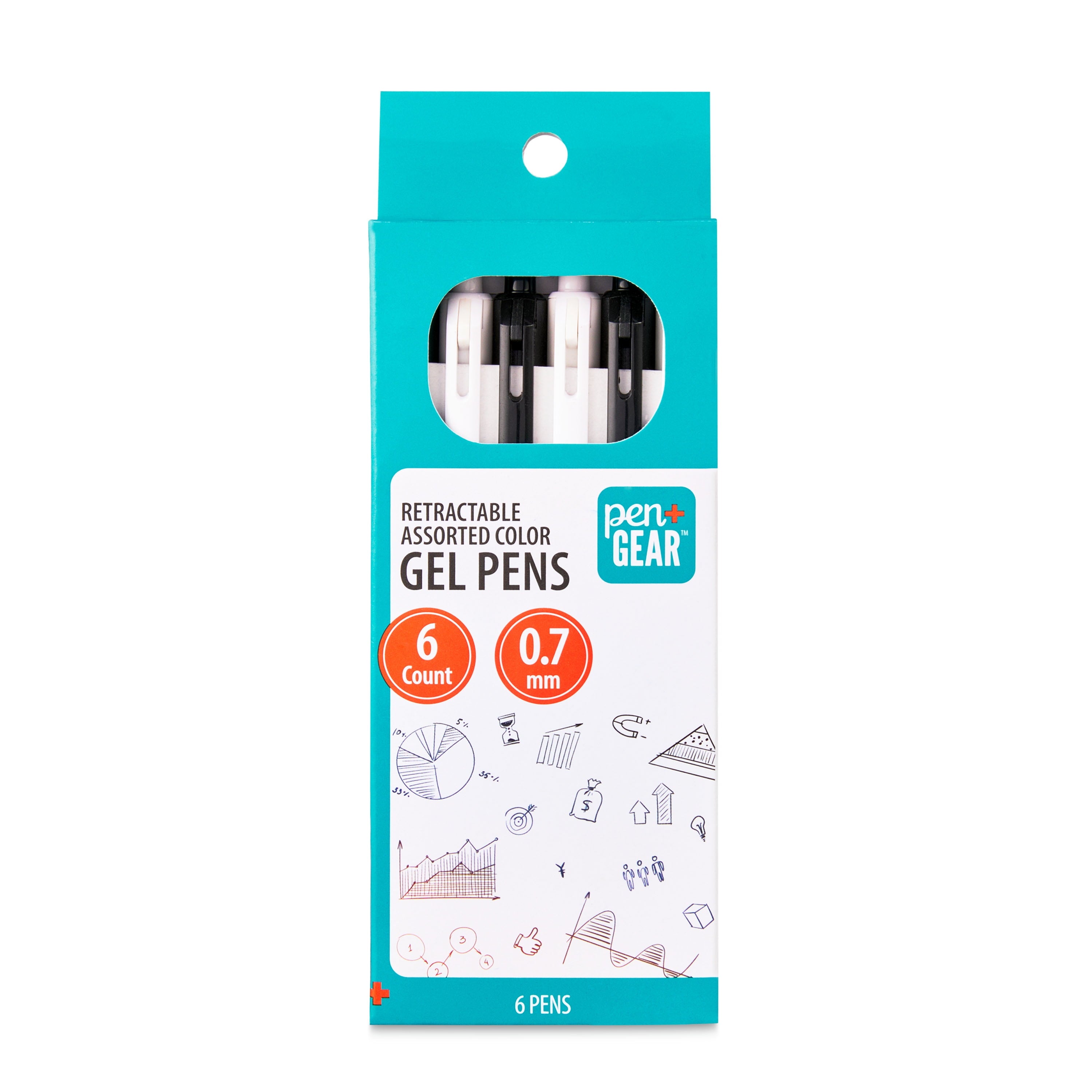 (6 pack) Retractable Gel Pens, 0.7 mm, Assorted Colors, 6 Count - Image 3