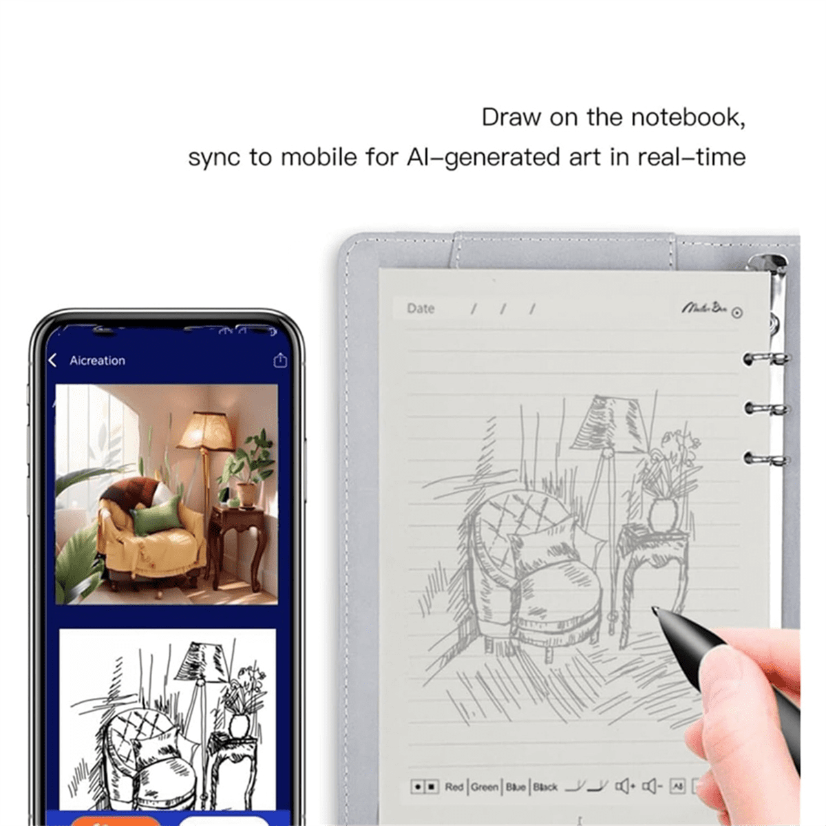 Digital Sketchbook Pro V2, Bluetooth 5.0 Smart Sync Pen & Digital Notebook, Writing & Note-Taking Tool D,1pcs x smart... - Image 4