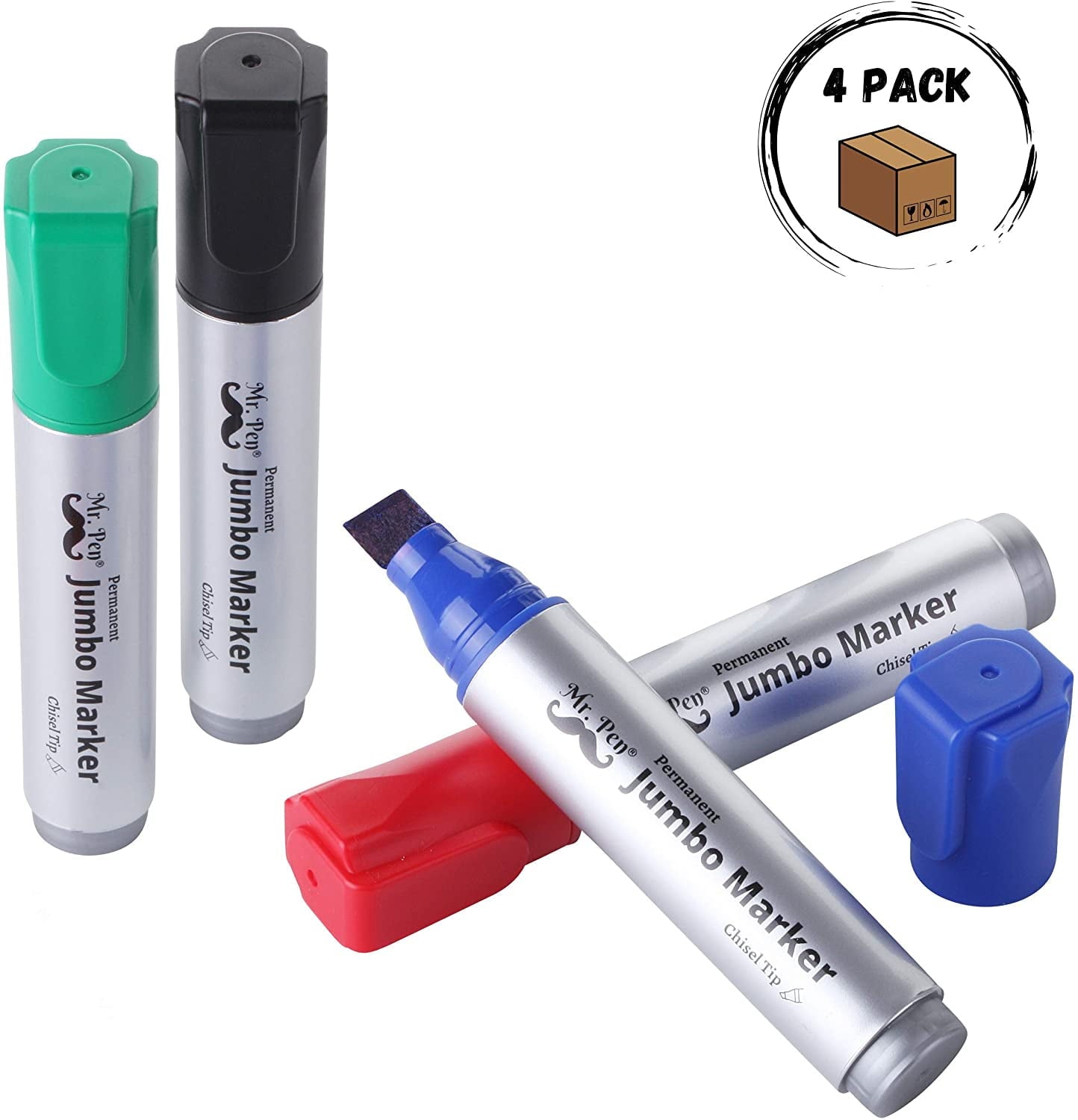 Jumbo Permanent Markers, 4 Pack, Assorted Color, Chisel Tip, Large Permanent Markers - Image 5