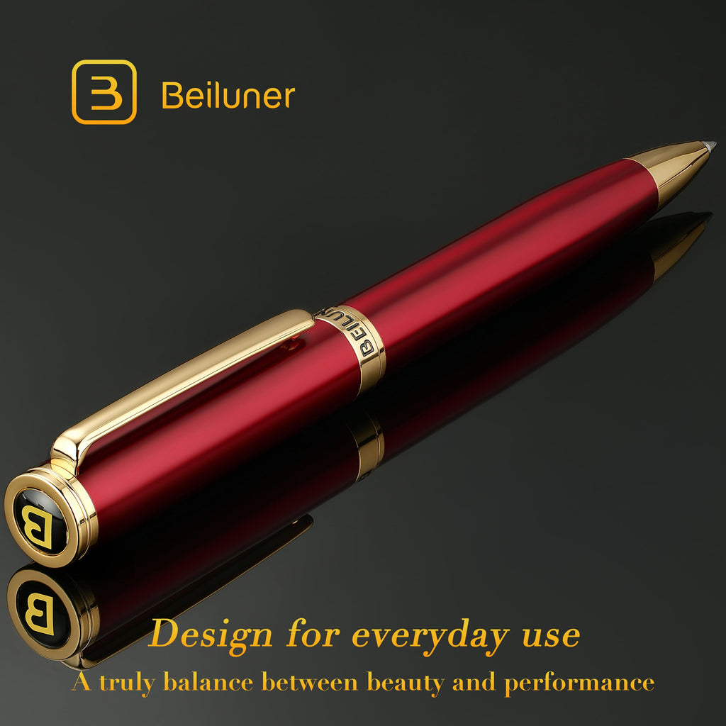 Luxury Gel Pens, Wine Red Pen Barrel with 24K Gold Trim, Classic Leather Box-Best Pen Gift Set for Men & Women Profes... - Image 2