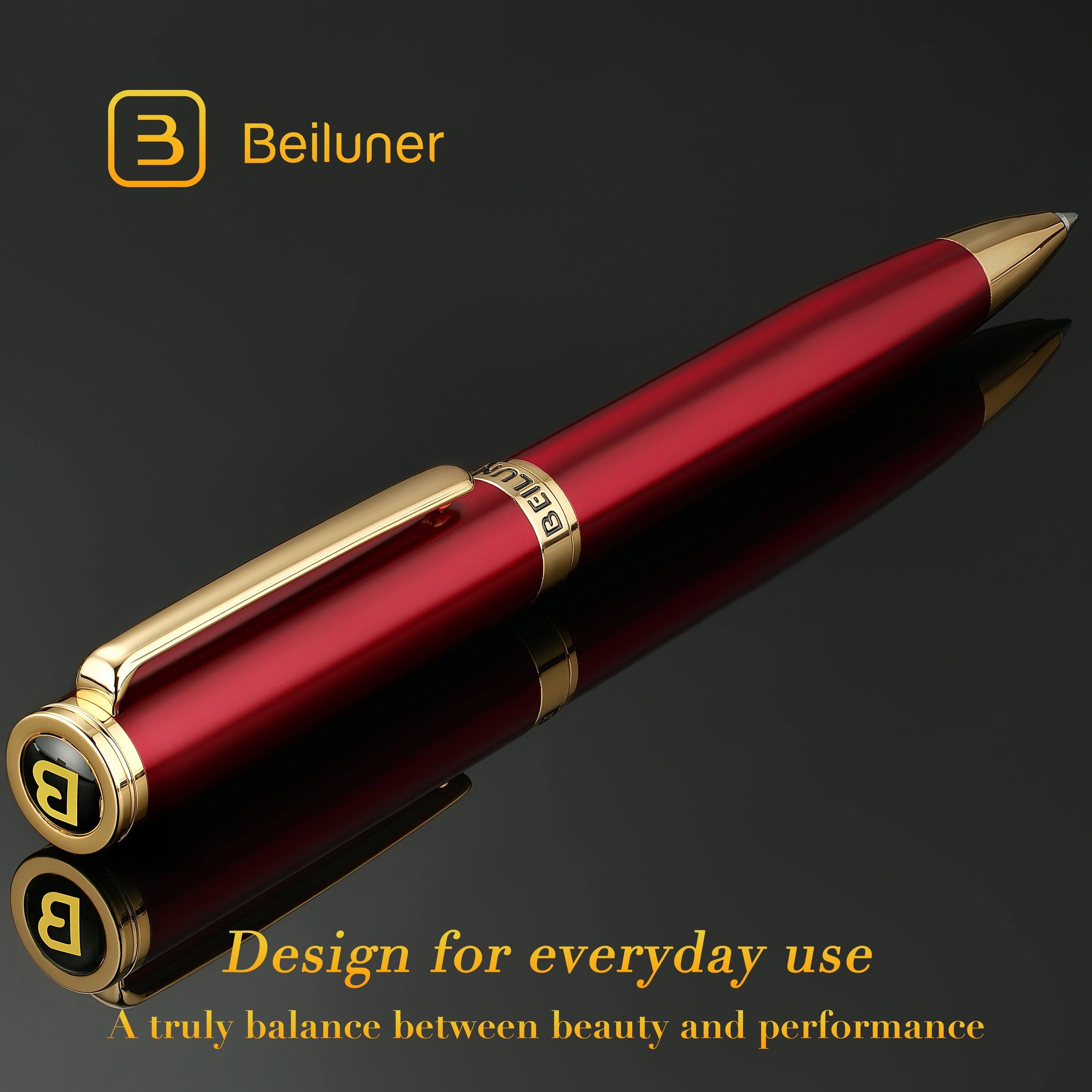 Luxury Gel Pens, Wine Red Pen Barrel with 24K Gold Trim, Classic Leather Box-Best Pen Gift Set for Men & Women Profes... - Image 2