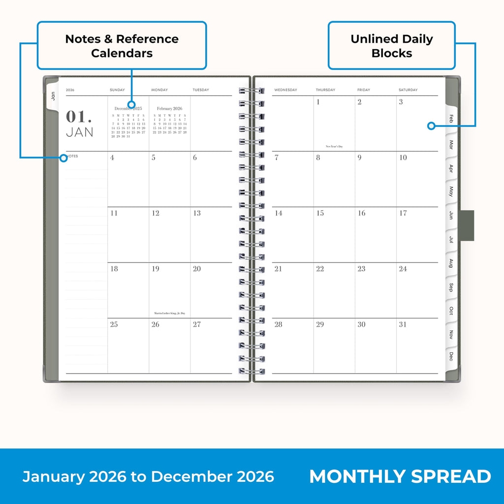 2026 Weekly and Monthly Planner Calendar, January 2026 - December 2026, 5" x 8", Faux Leather Cover, Wirebound, Stora... - Image 4