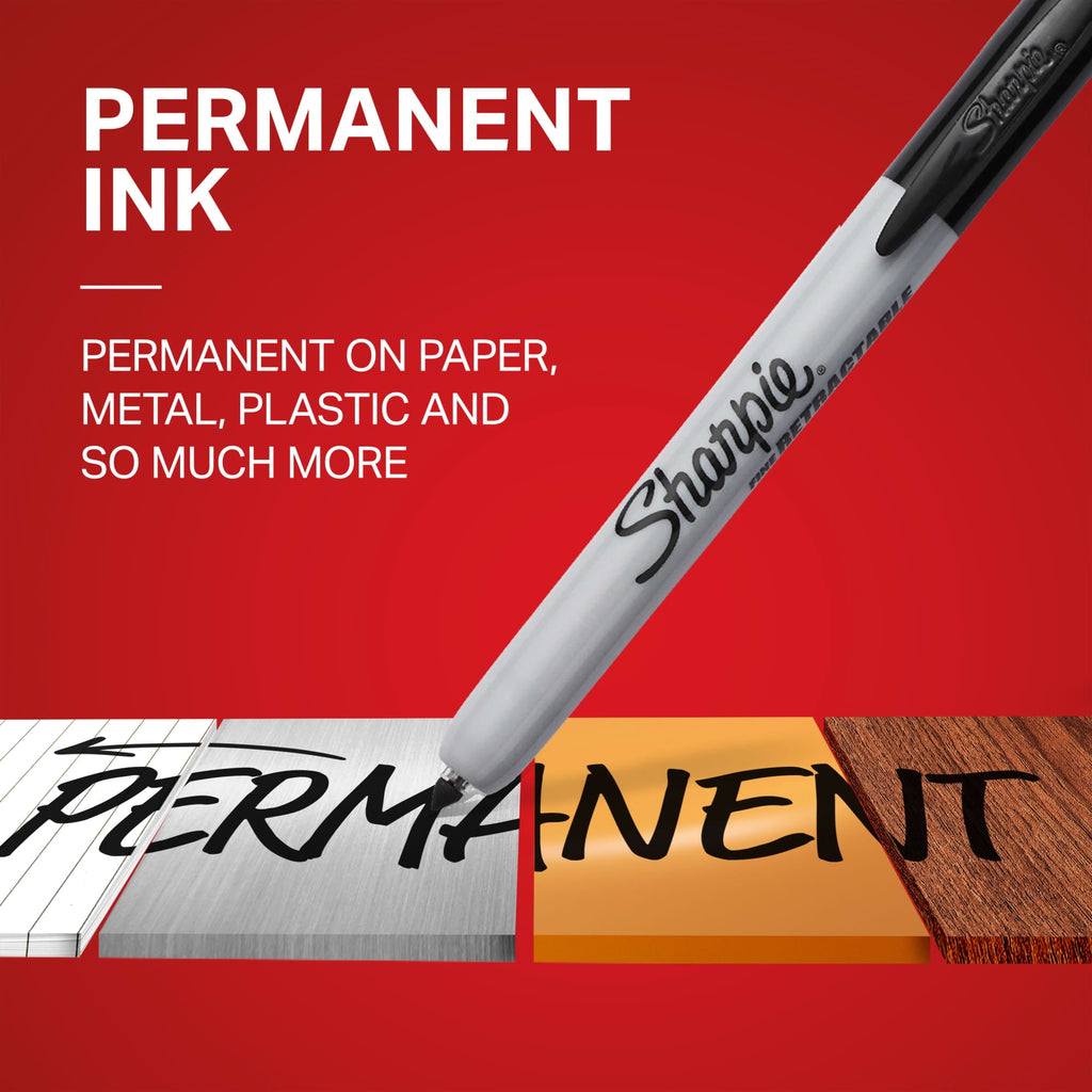 Sharpie Retractable Permanent Markers, Fine Point, Black, 2 Count - Image 2