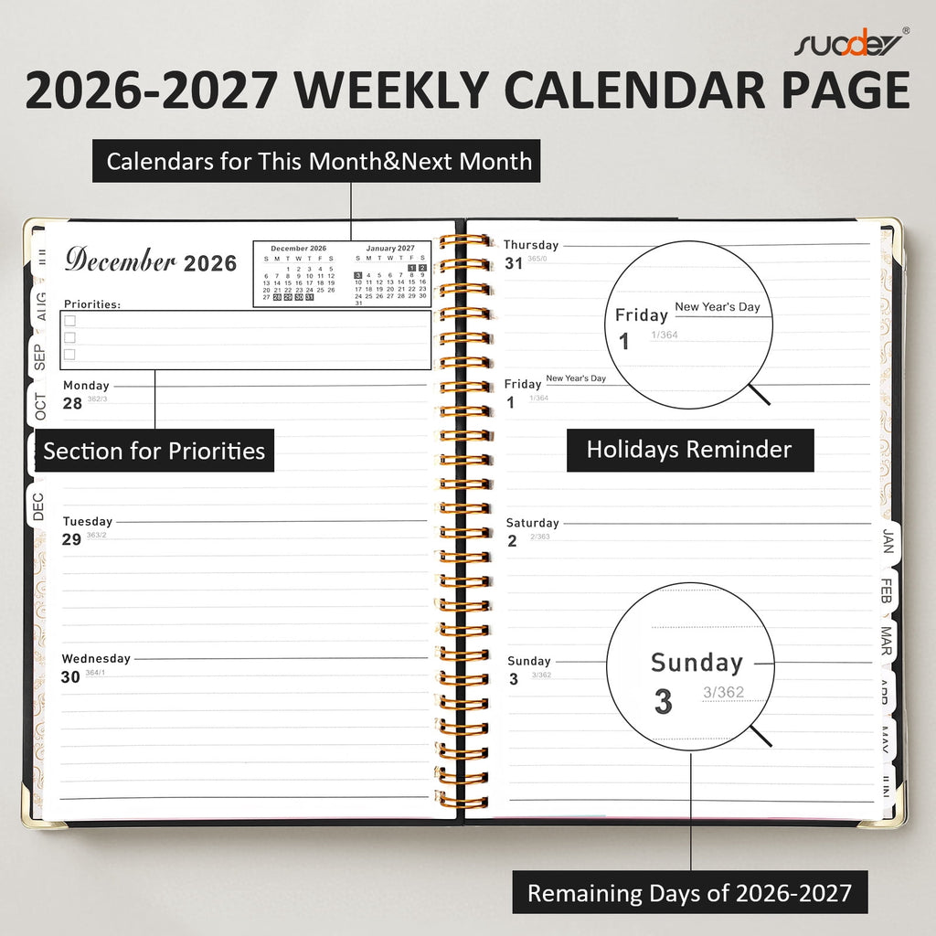 2026-2027 Planner Calendar Notebook (JUL.2026-JUN.2027,6.3"x8.5")Daily Weekly Monthly Agenda Planner for Women Men - Image 2