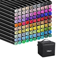 100 pcs Alcohol Markers Set, Double Ended Artist with Carrying Case Great for Coloring, Painting, Sketching, Card Making and Illustration