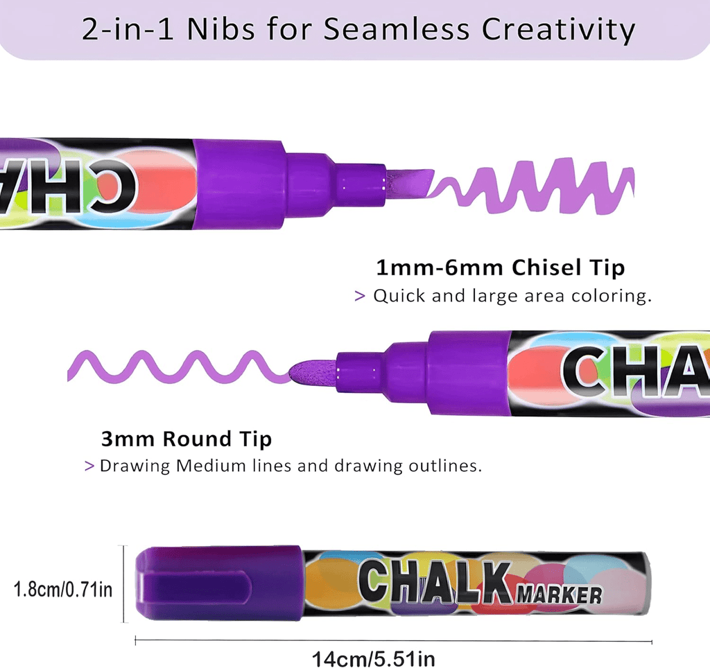 Liquid Chalk Markers Pens,8 Colors Washable & Wet Erase Neon Chalk Makers for Blackboard,Chalkboard Signs,Glass Windo... - Image 4