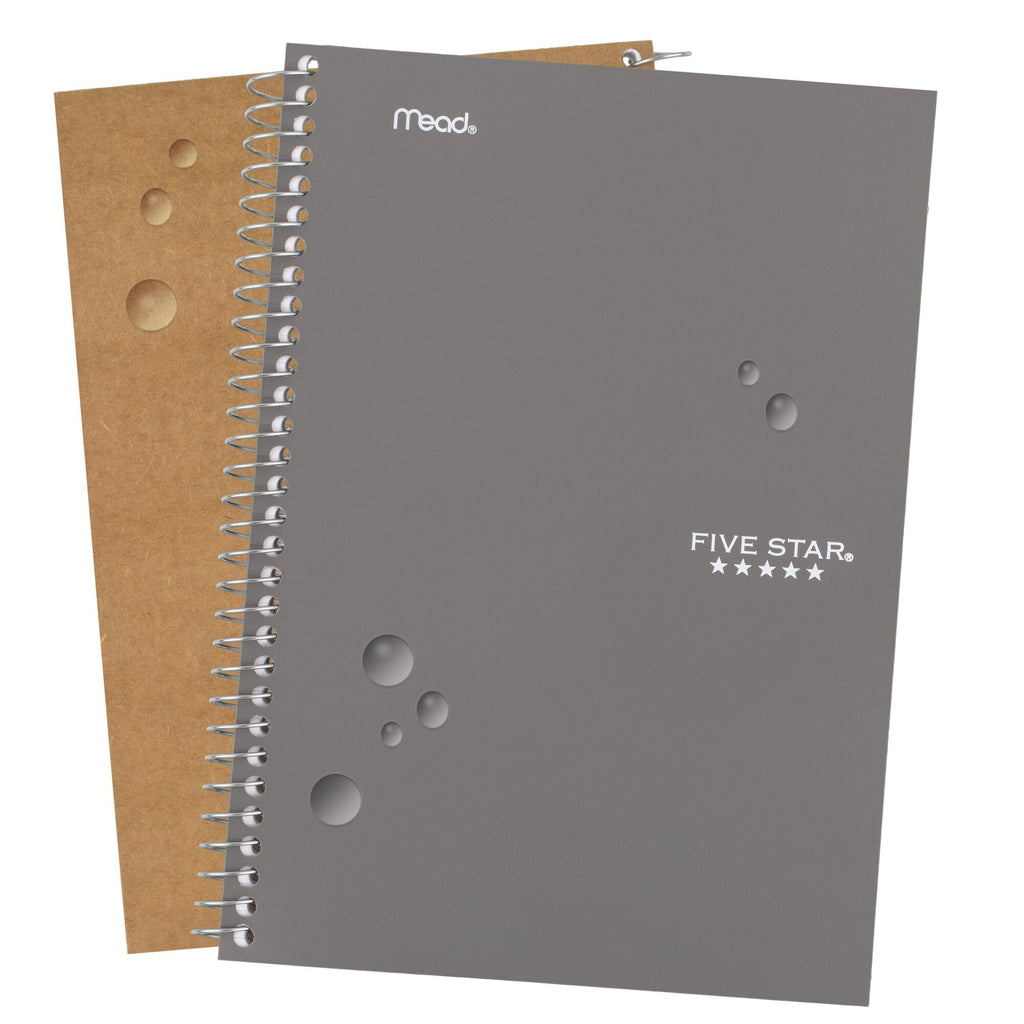 (2 pack) Five Star Spiral Notebook, 2 Subject, College Ruled, 6" x 9.5", Gray - Image 4