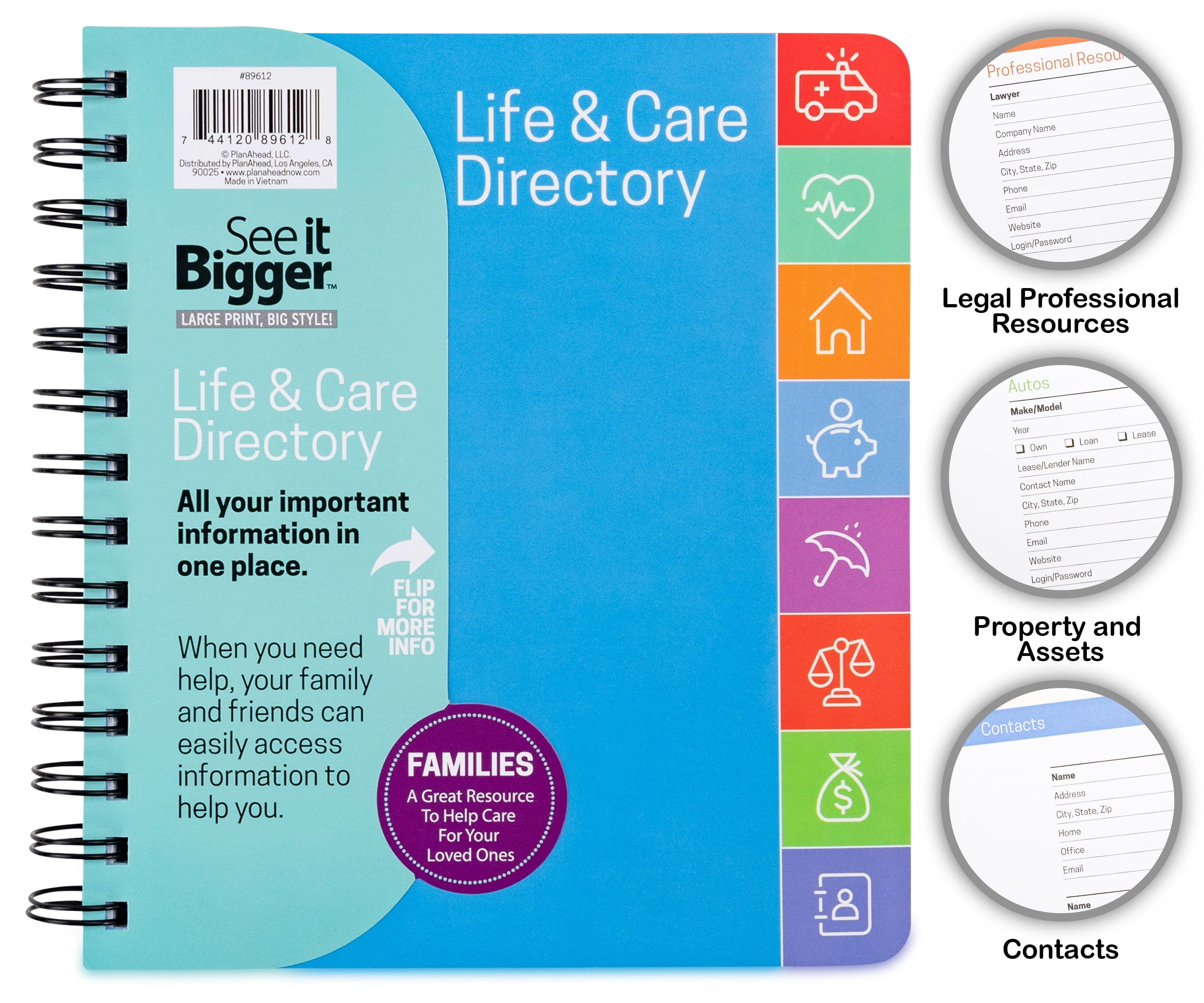 Life & Care Directory Planner Medium (7" x 7.5") Blue Undated - Image 3