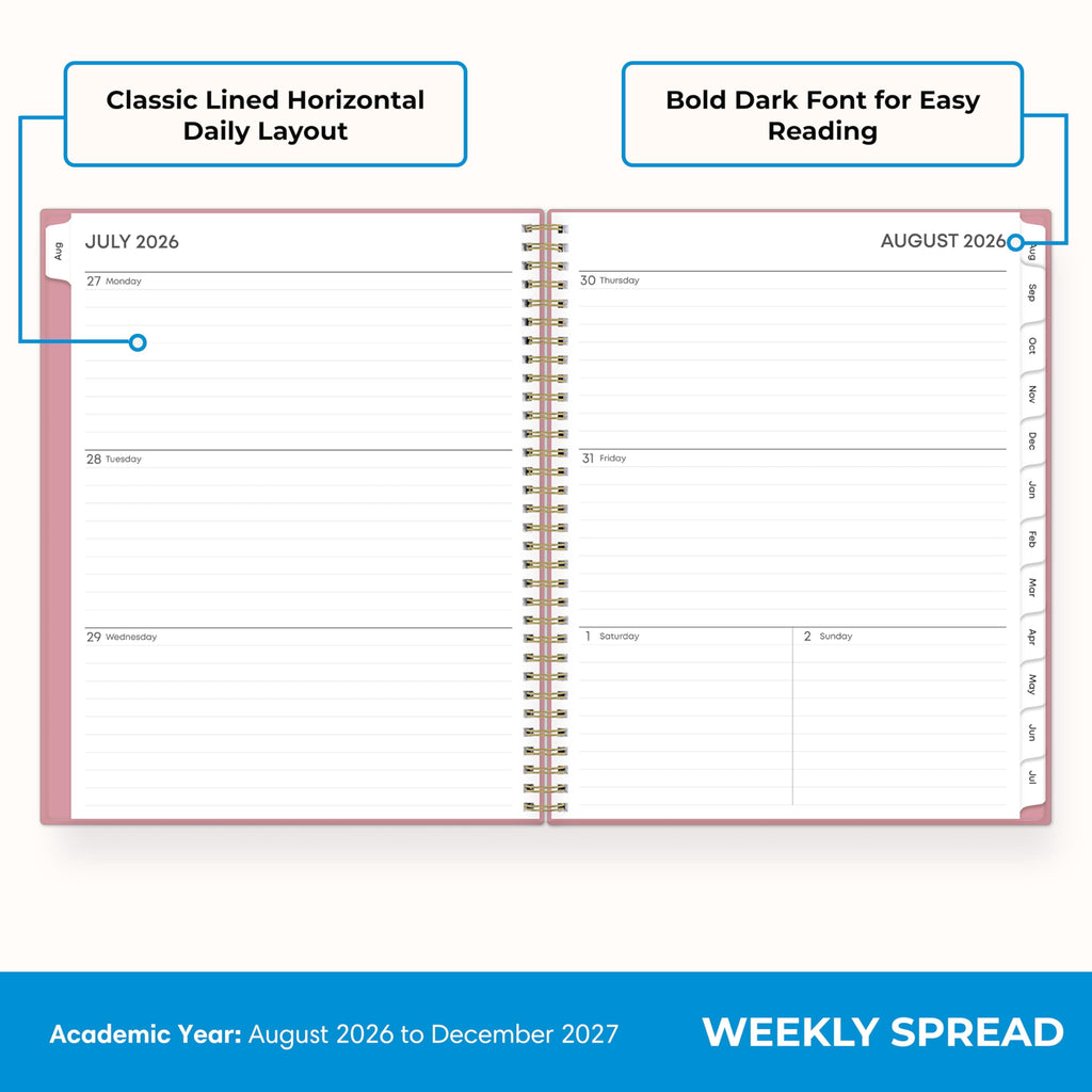 Blue Sky 17 Month 2026-2027 Weekly and Monthly Academic Year Planner Calendar, August 2026 - December 2027, 8.5" x 11", Flexible Cover, Wire - Image 3