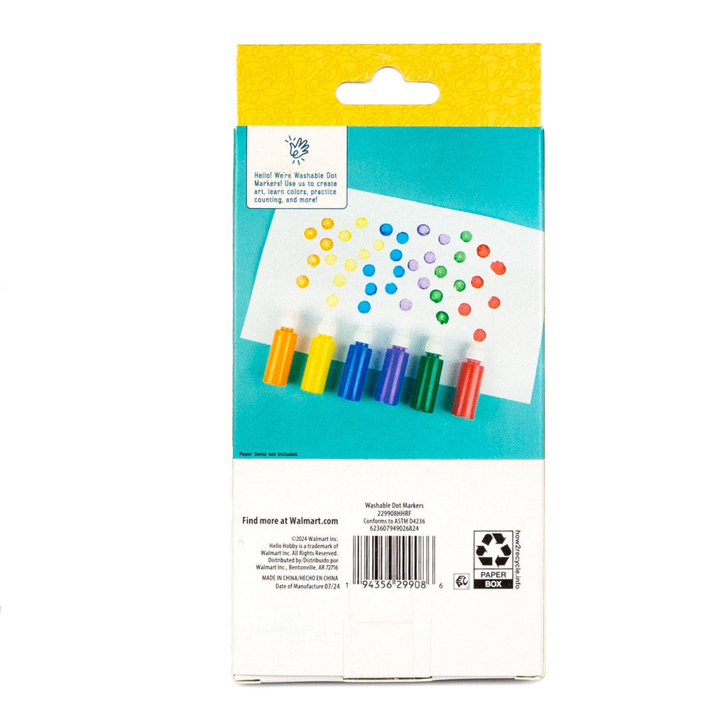 Hello Hobby Washable Dot Markers, 6-Pack Primary Colors - Image 3