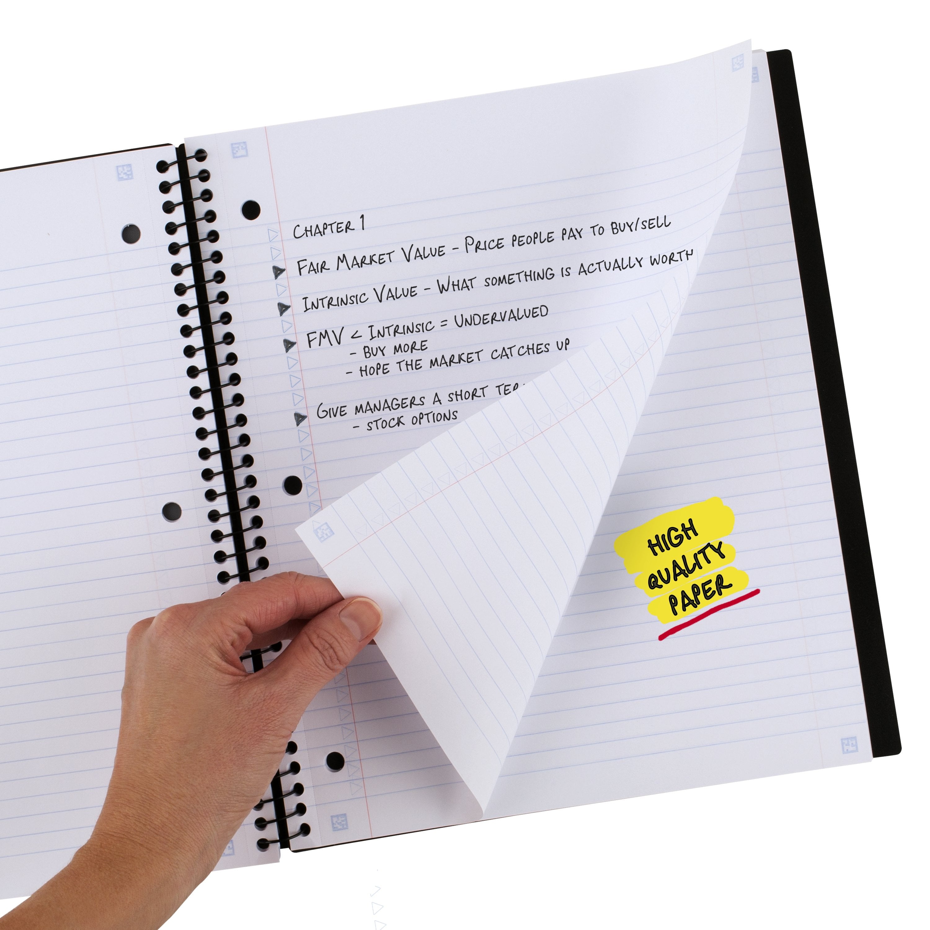 1 Subject College Ruled Notebook Plus Study App, 8.5" x 11", Black, Poly, Spiral, 100 Sheets - Image 3
