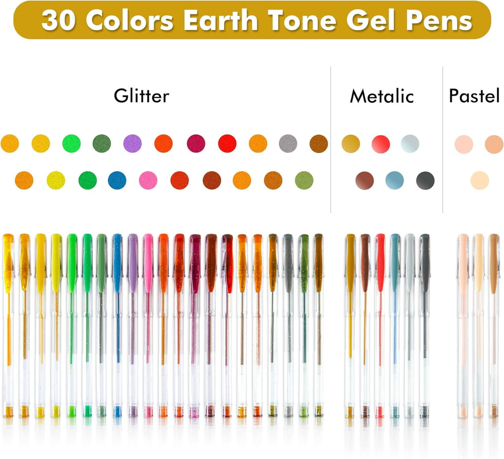 Shuttle Art 60 Pack Earth Tone Gel Pens, 30 Brown Earth Tone Gel Pens with 30 Refills for Adults Coloring Books Journaling Drawing Nature, L - Image 6