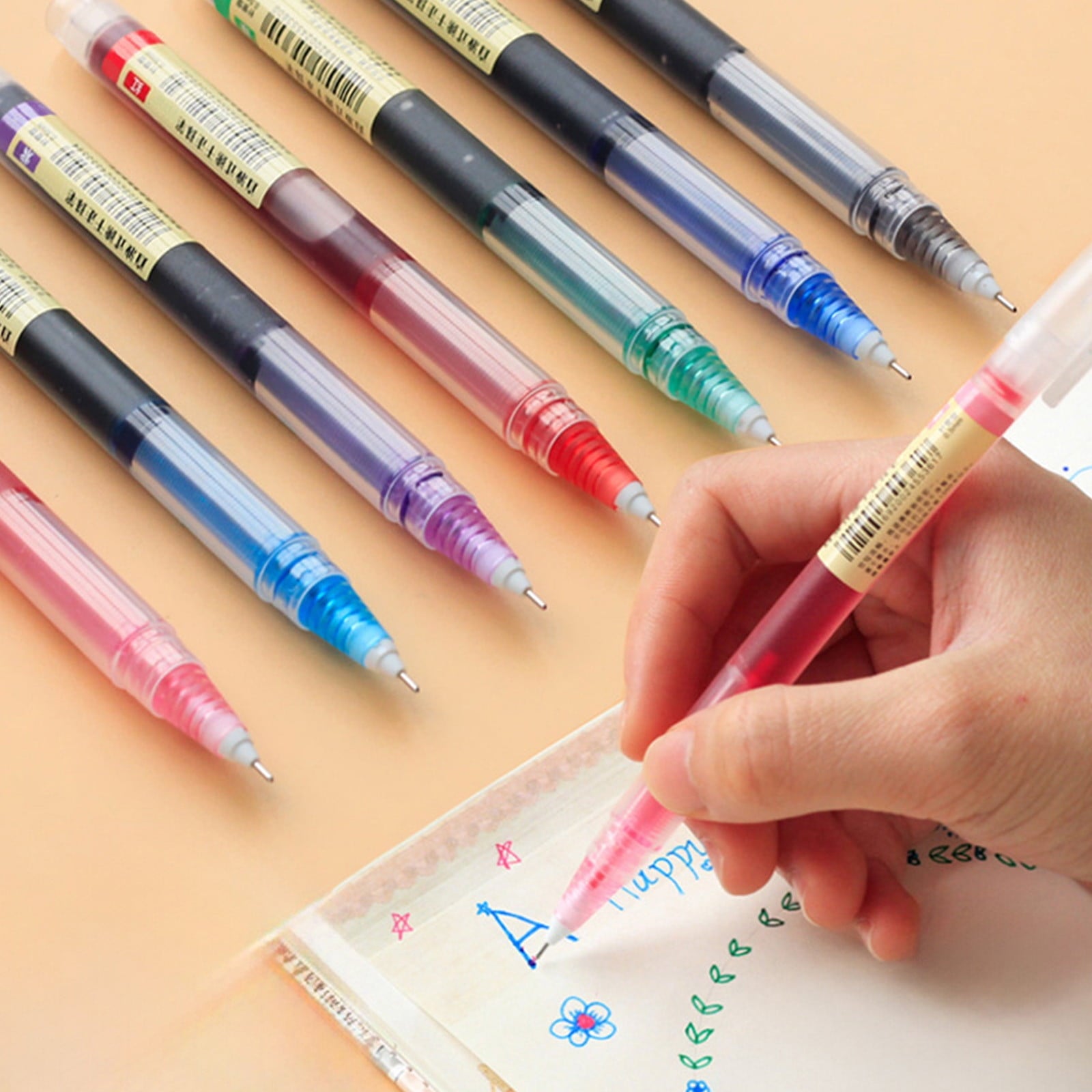 point Set, 12 Pieces Rolling 0.5 Mm Japanese Fast Drying Point Liquid Ink Glossy Writing For Office Supplies - Image 3