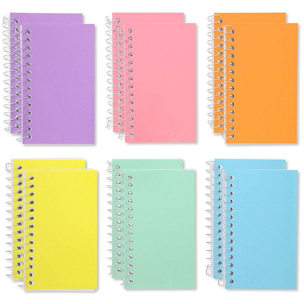 12-Pack Small Spiral Notebook 3x5, 80 Sheets Per Notepad, College Ruled Lined for Office Supplies, Classroom Notes, S...
