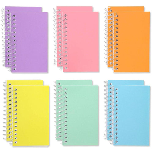 12-Pack Small Spiral Notebook 3x5, 80 Sheets Per Notepad, College Ruled Lined for Office Supplies, Classroom Notes, S...