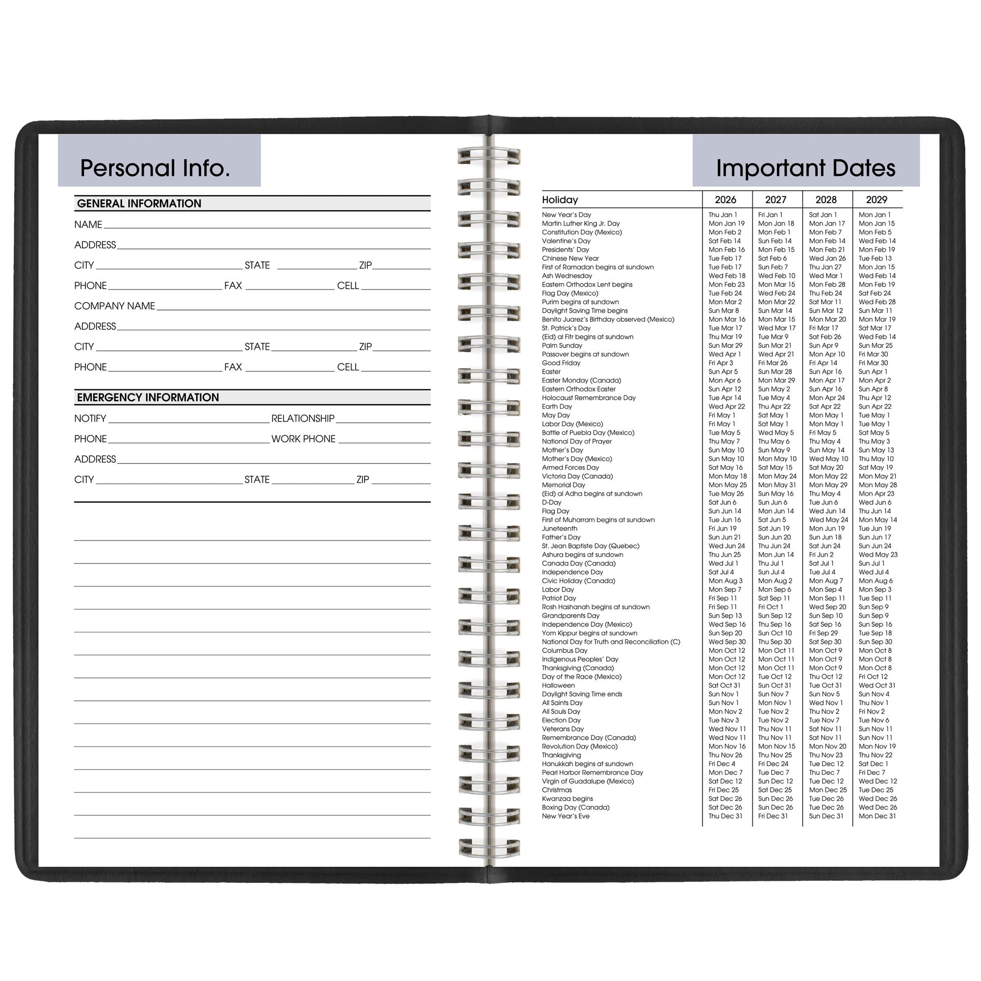 2026 Weekly Appointment Book Planner Black Small 5 x 8 - Image 6