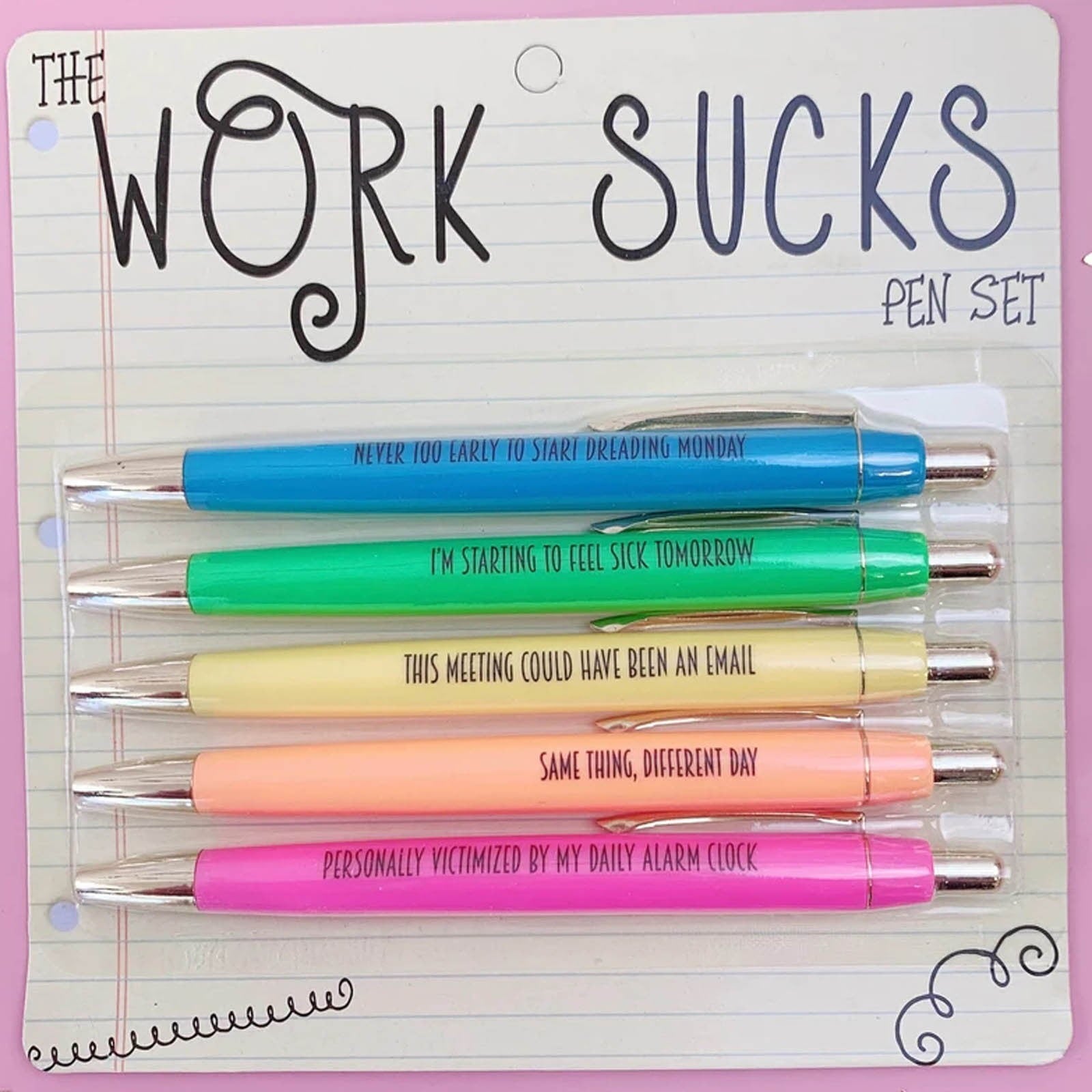 5PC Fun Work Theme Gel Pen Ballpoint Pen Fun Copywriting Pen Set 1ML - Image 4