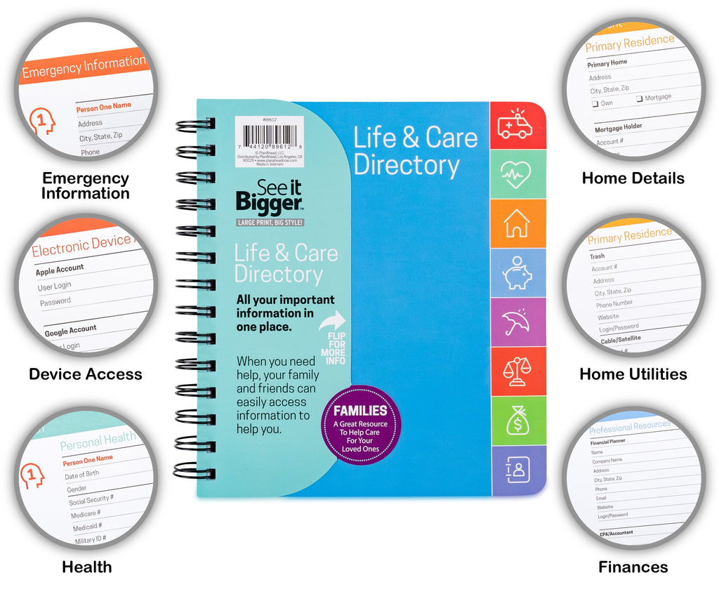 Life & Care Directory Planner Medium (7" x 7.5") Blue Undated - Image 2