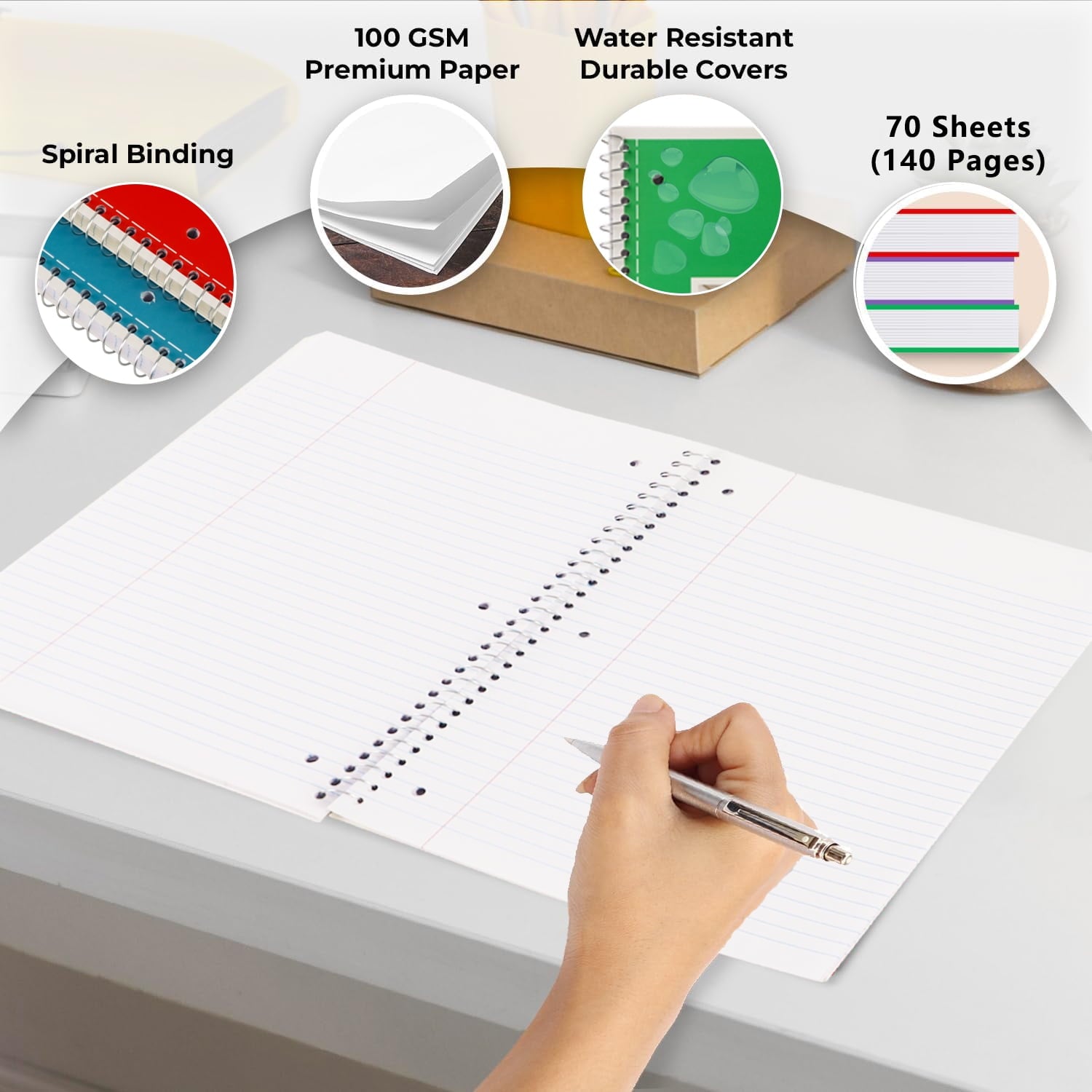 1 Subject College Ruled, 70 Sheets, 8" x 10-1/2", 3 Hole Punched, Lined s,6 Pack - Image 3