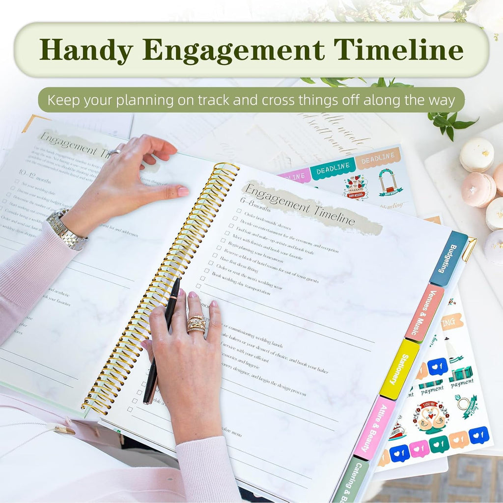 for Bride, Planning Book and Organizer Notebook with Stickers, Checklists & Calendars for Engaged Couples - Image 6