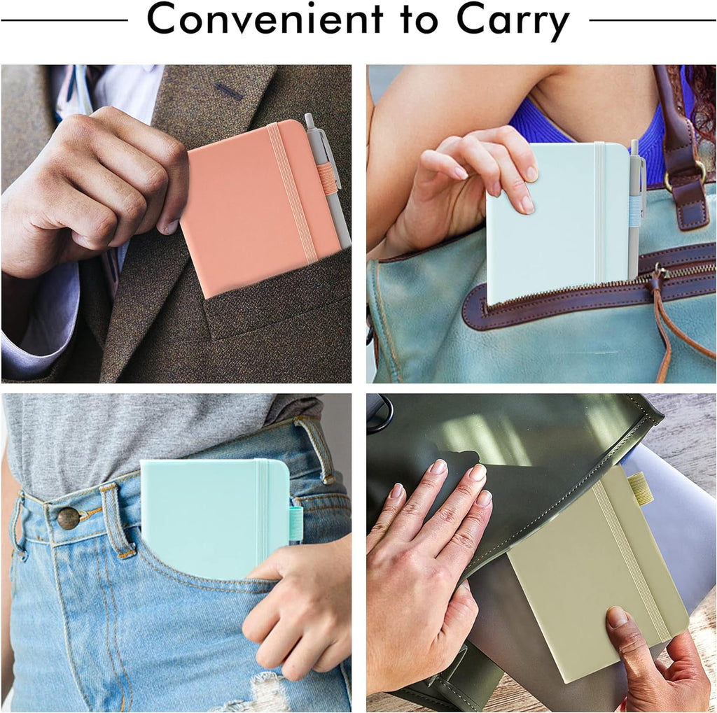 6 Pack Pocket Small Notebooks Bulk, Mini Cute Memo Notepads Hardcover College Ruled Lined Journals with Pen Holder, w... - Image 6