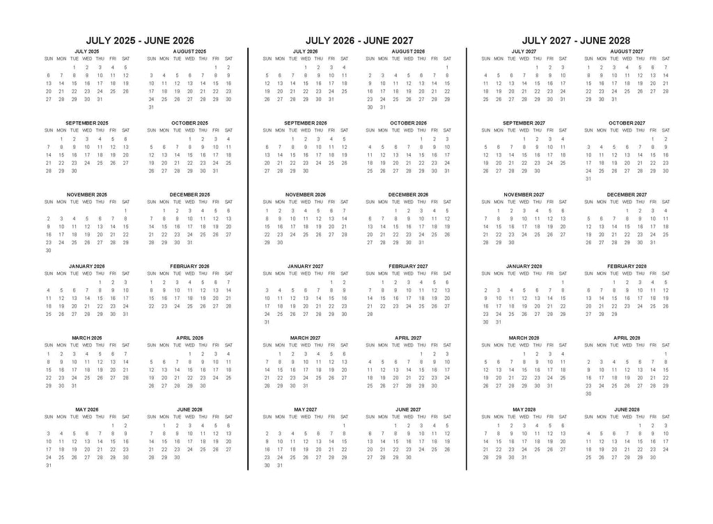 3 Year Calendar Planner Blue, 11 * 8.5'' JUL 2025 - JUN 2028 - Image 3
