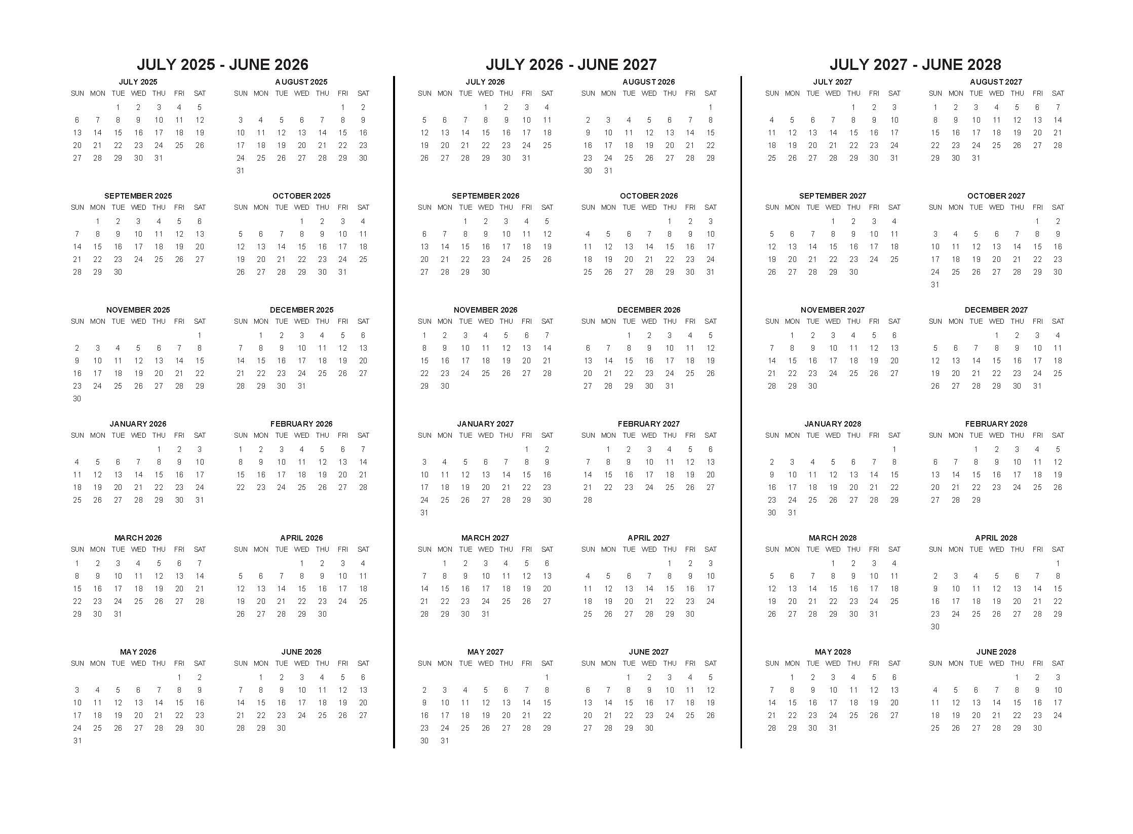 3 Year Calendar Planner Blue, 11 * 8.5'' JUL 2025 - JUN 2028 - Image 3
