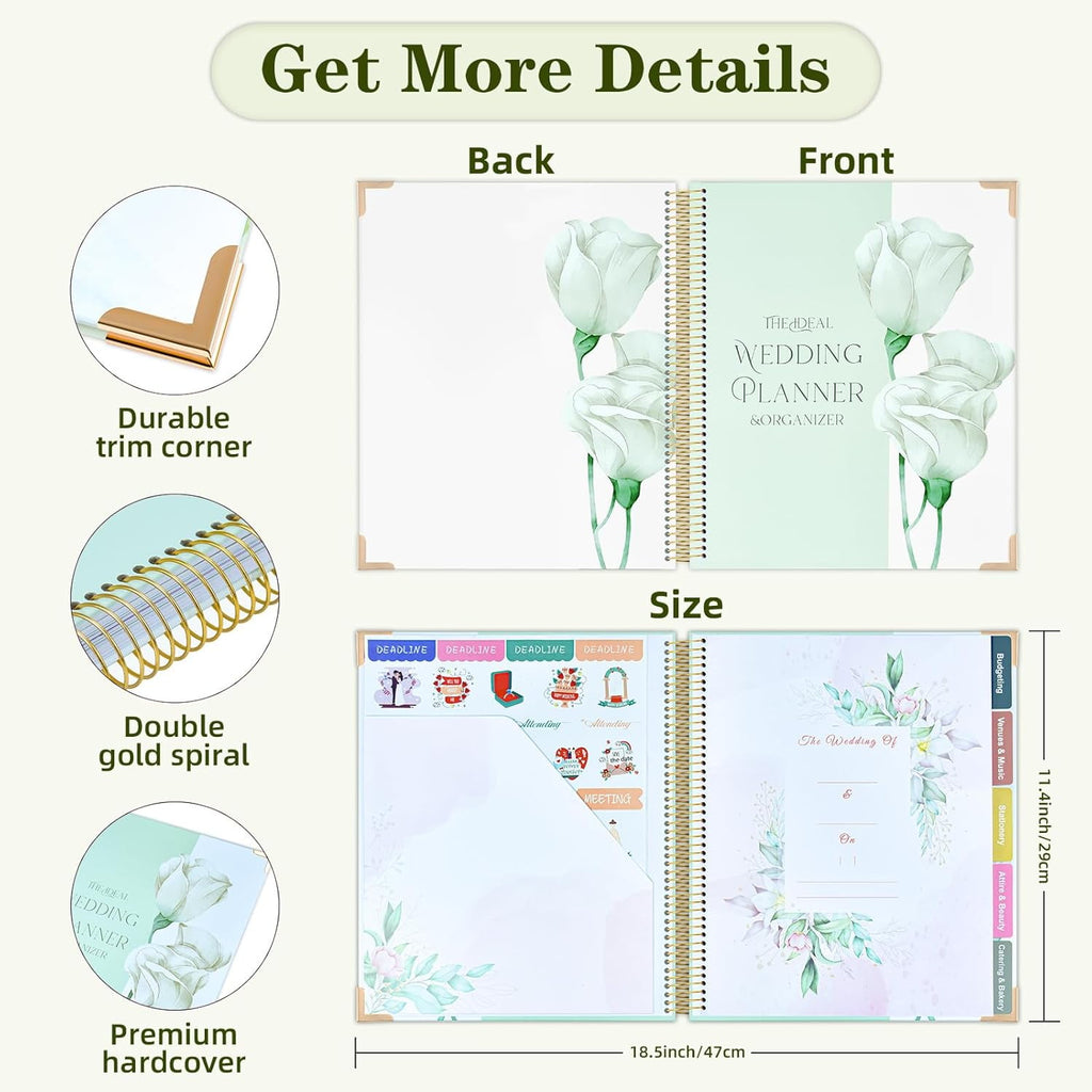 for Bride, Planning Book and Organizer Notebook with Stickers, Checklists & Calendars for Engaged Couples - Image 3