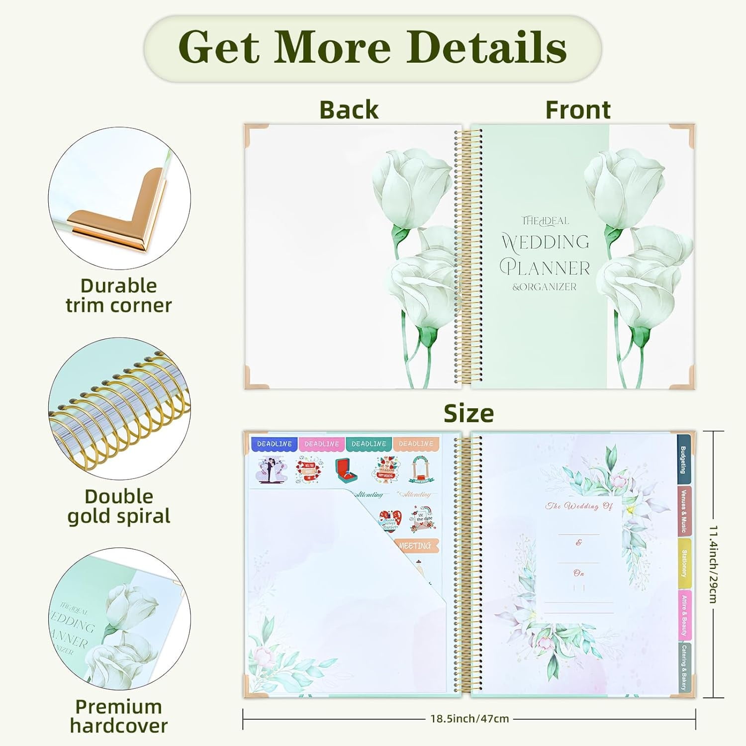 for Bride, Planning Book and Organizer Notebook with Stickers, Checklists & Calendars for Engaged Couples - Image 3