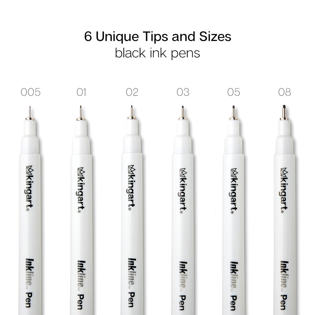 Inkline Fine Line Art & Graphic Pens, Archival Black Japanese Ink, Set of 6 Unique Tips - Image 2