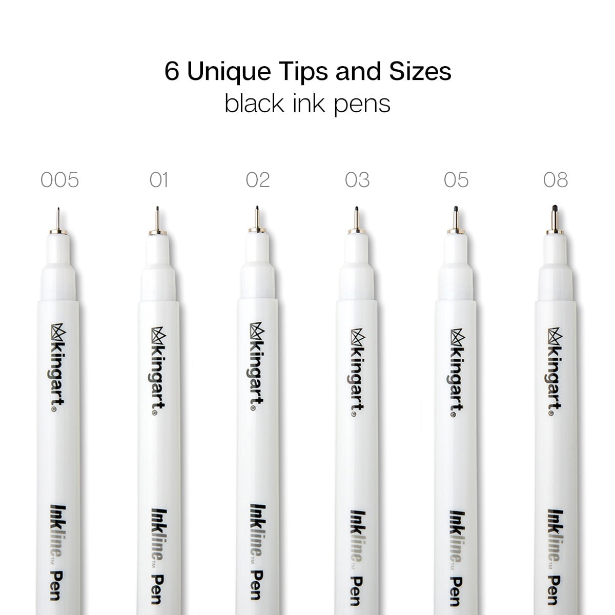 Inkline Fine Line Art & Graphic Pens, Archival Black Japanese Ink, Set of 6 Unique Tips - Image 2