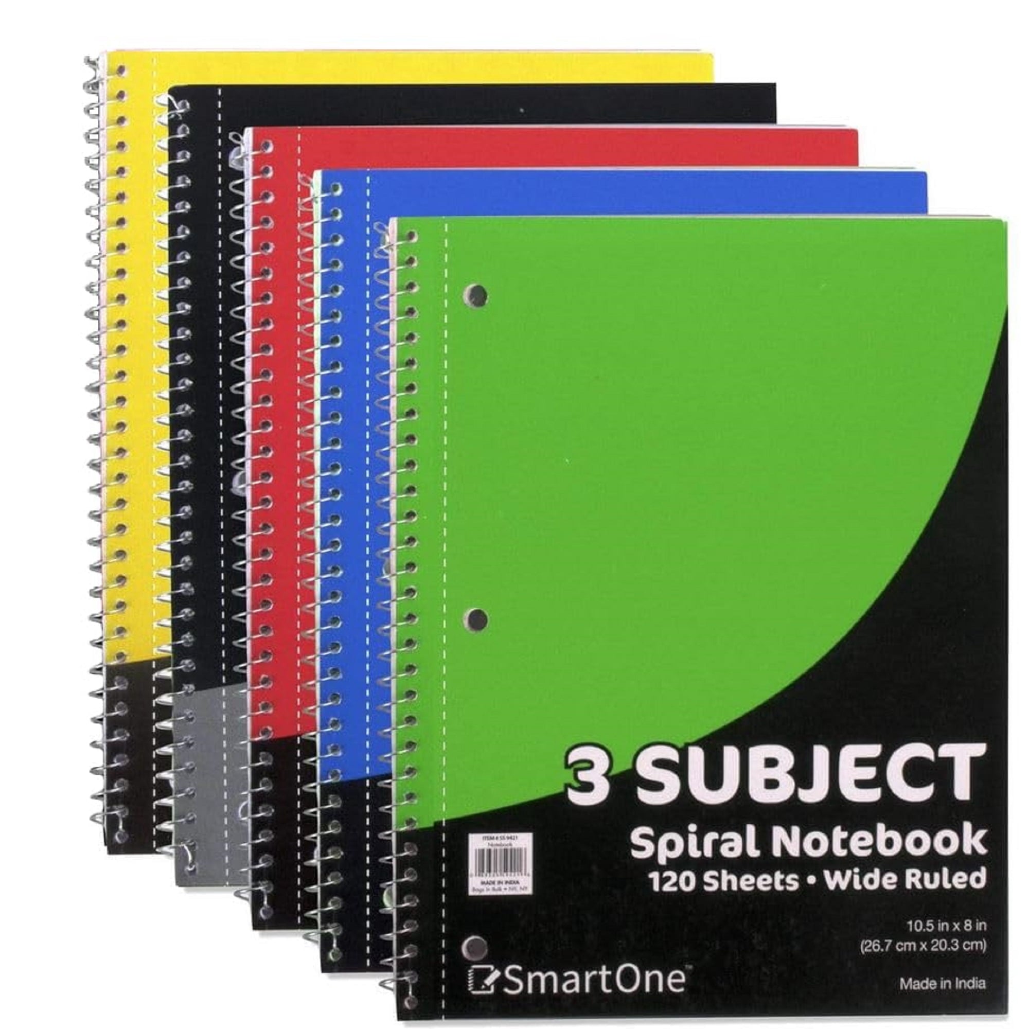 20 Pack of Bulk Wholesale 3 Subject 120 Sheet Wide Ruled Lined Spiral Notebooks in Assorted Colors - Image 4