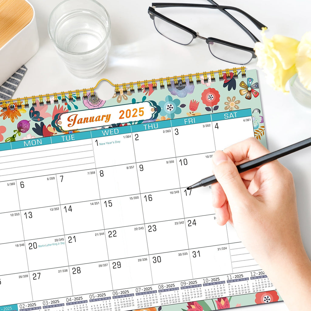 AGCAN 2025 Wall Calendar, 18 Months Daily Planner Agenda Monthly Planner for Home Office Classroom with 2 Pcs Planner Sticker, Runs From Jan - Image 5